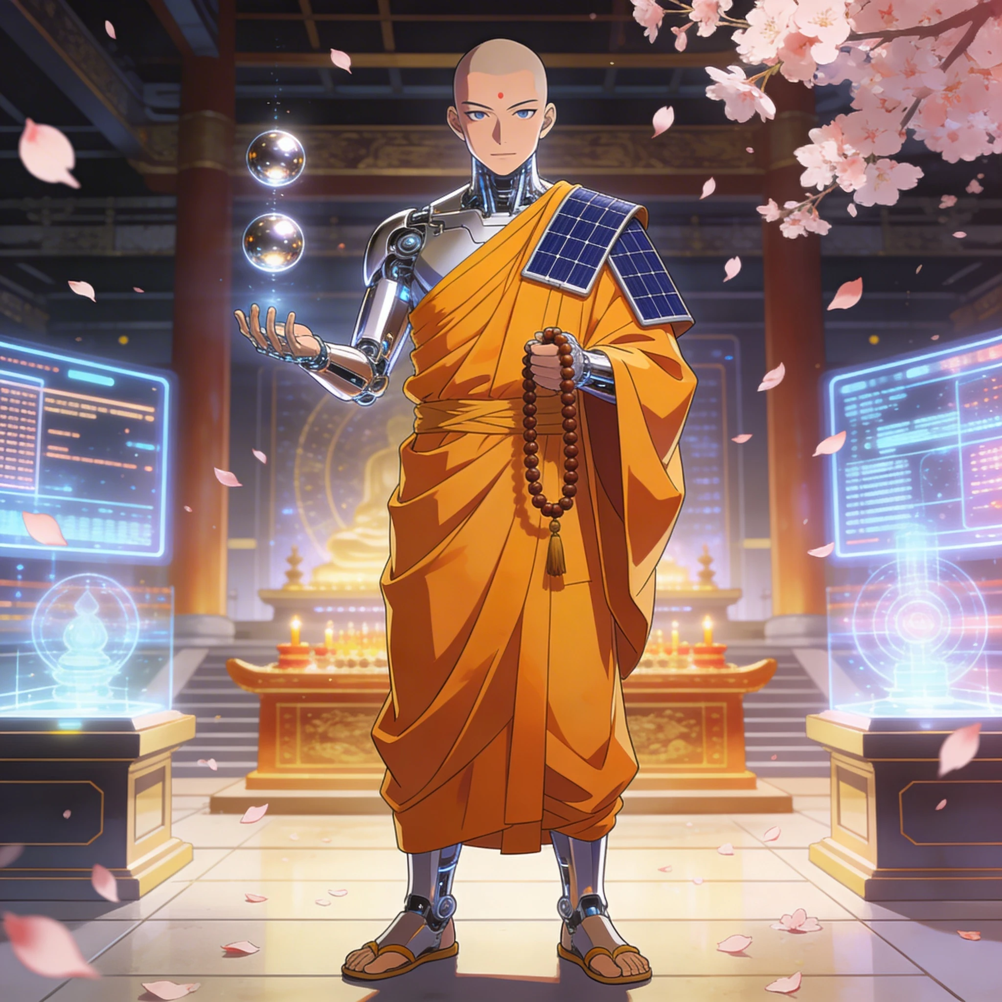 Персонаж аниме в стиле «Кибер-Монах» — Seedream 4.5 промт