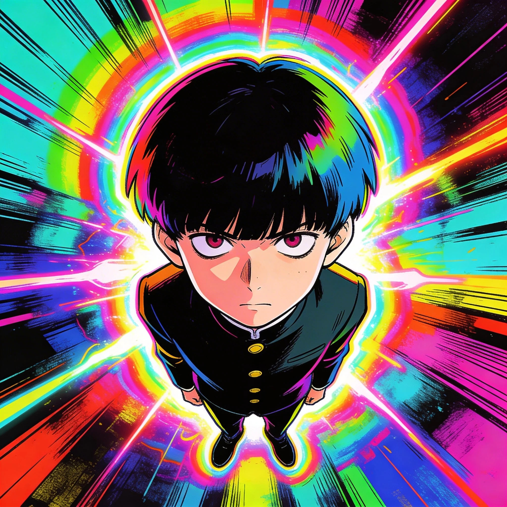 Персонаж аниме в стиле «Моб Психо 100» — Seedream 4.5 промт