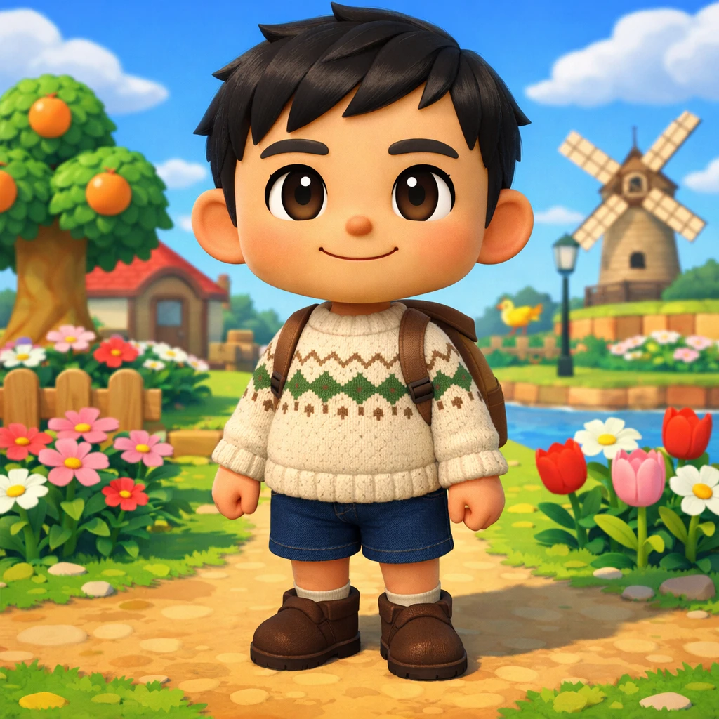 Персонаж игры 'Animal Crossing' — GPT Image 1.5 промт