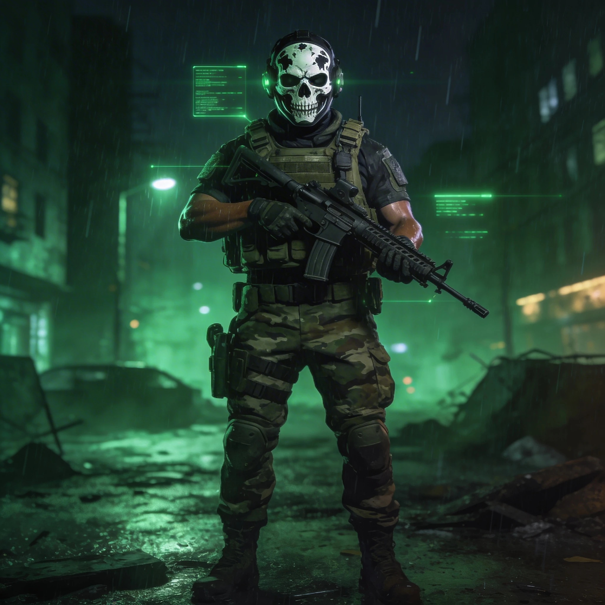 Персонаж игры Call of Duty Ghost — Seedream 4.5 промт