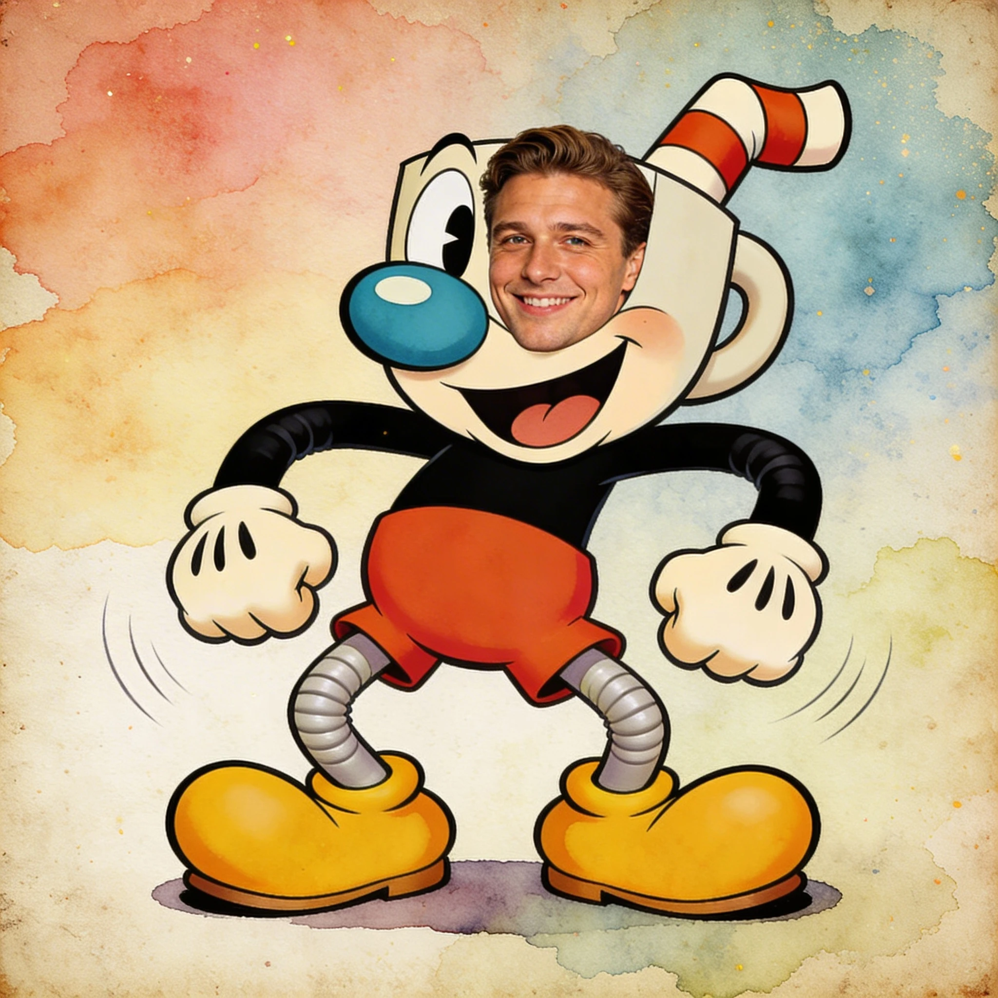 Персонаж игры «Cuphead» (Ру рисованный) — Seedream 4.5 промт