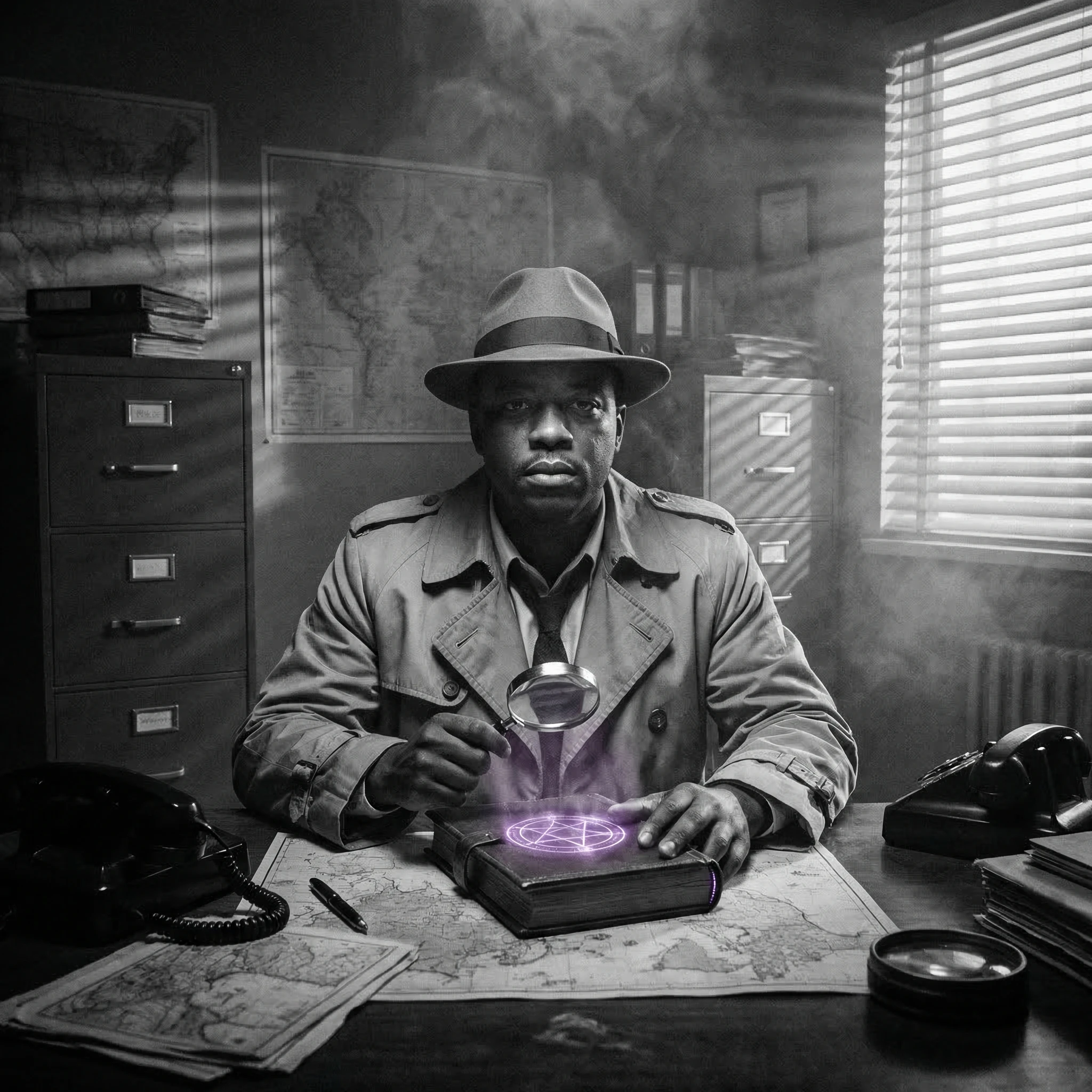 Персонаж мистического нуар-детектива 50-х — Nano Banana Pro промт