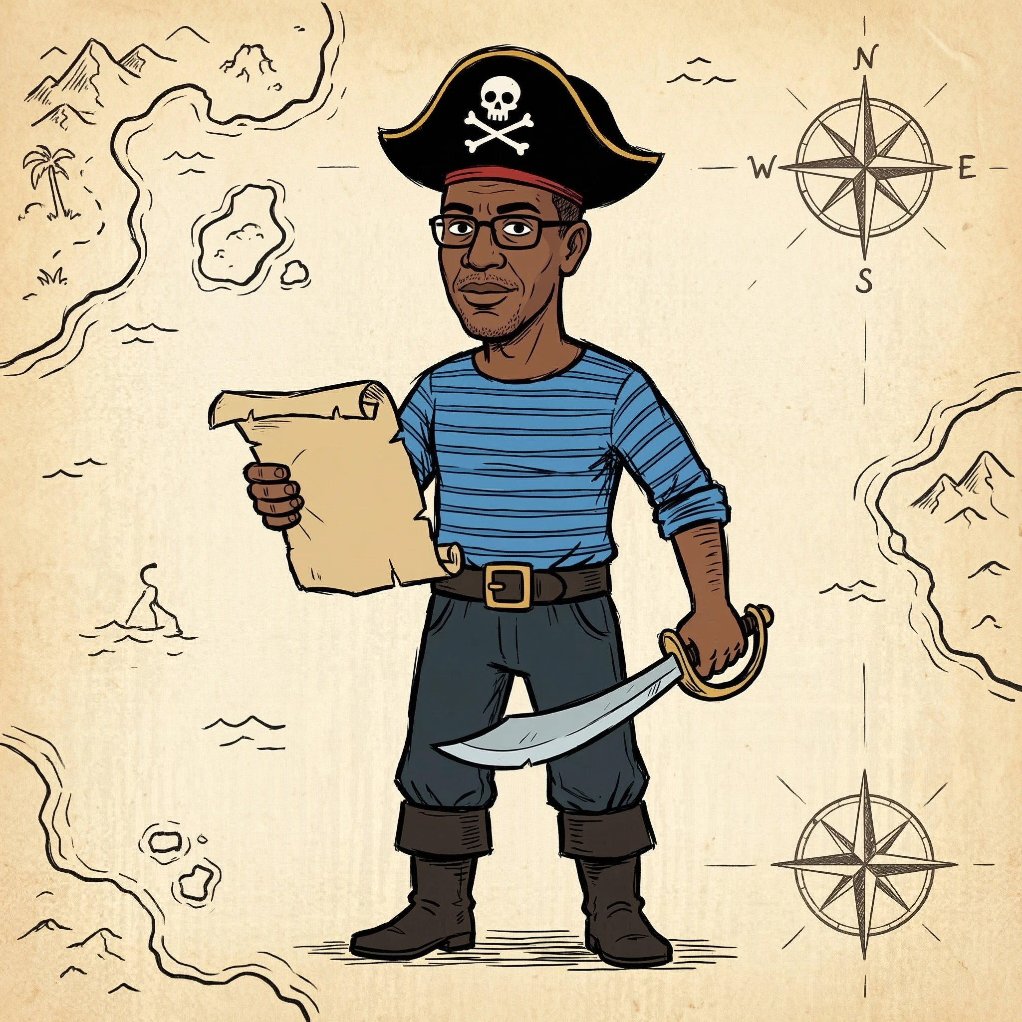Персонаж мультфильма 'Остров Сокровищ' (1988) — Nano Banana Pro промт