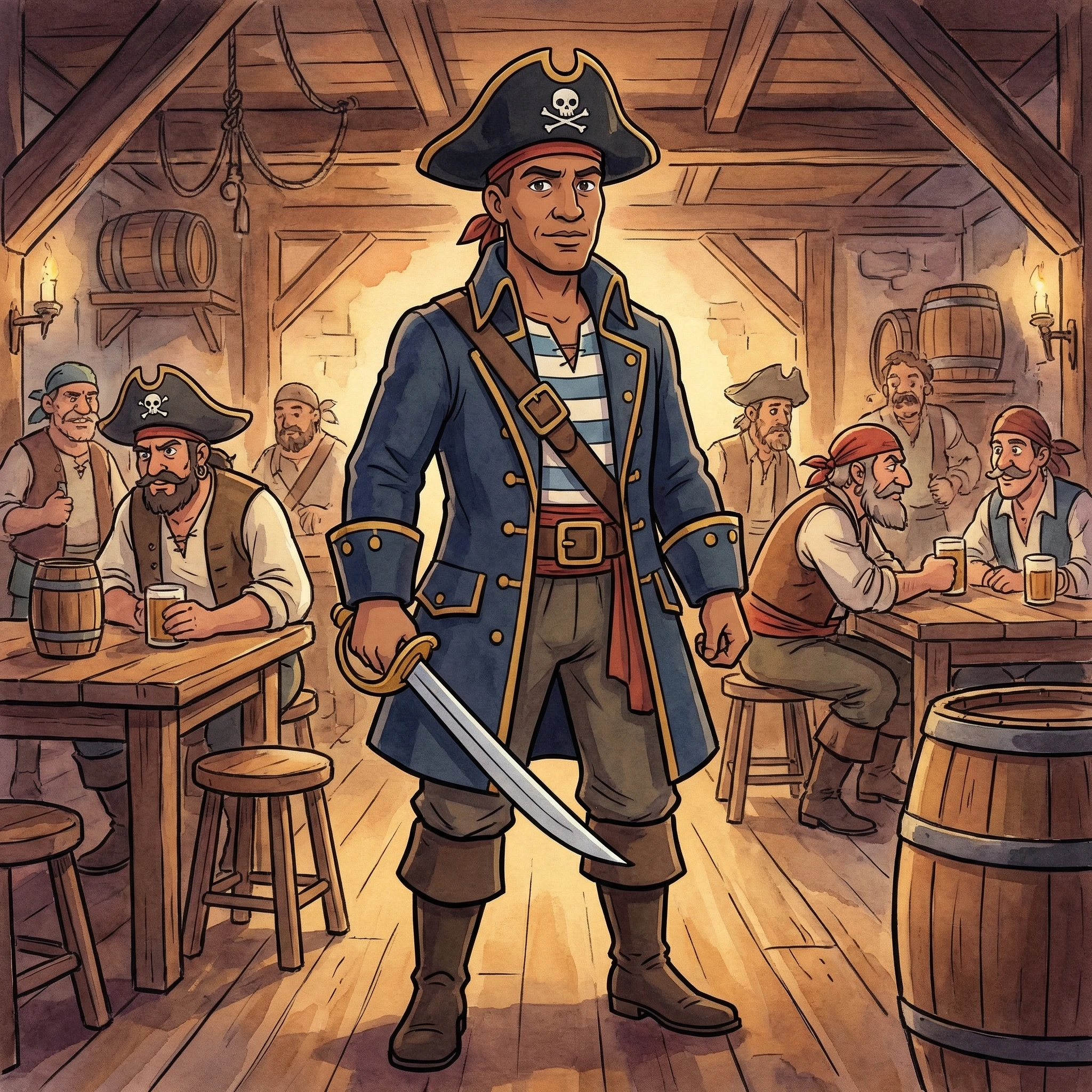 Персонаж мультфильма «Остров Сокровищ» — Nano Banana Pro промт