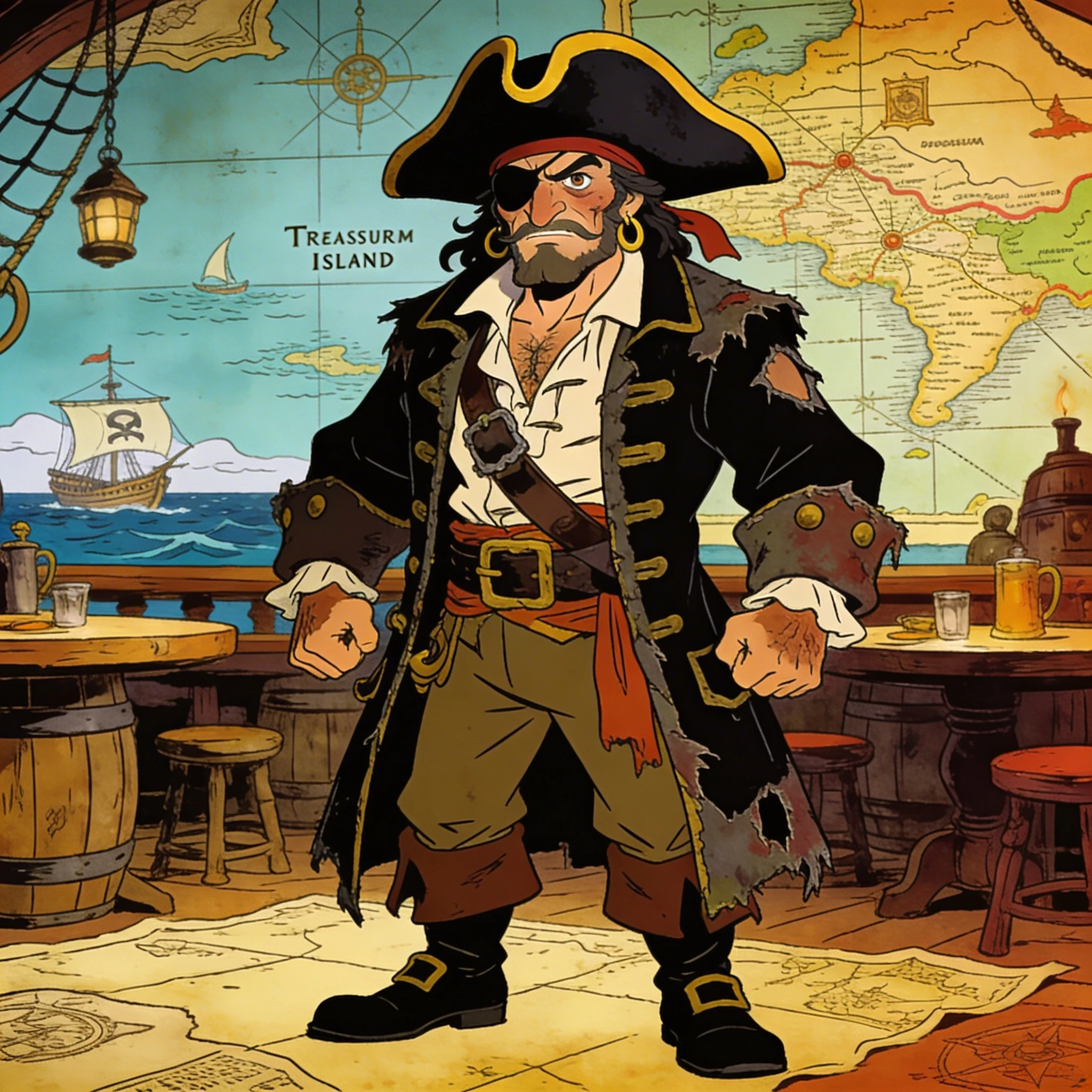 Персонаж мультфильма «Остров Сокровищ» — Seedream 4.5 промт