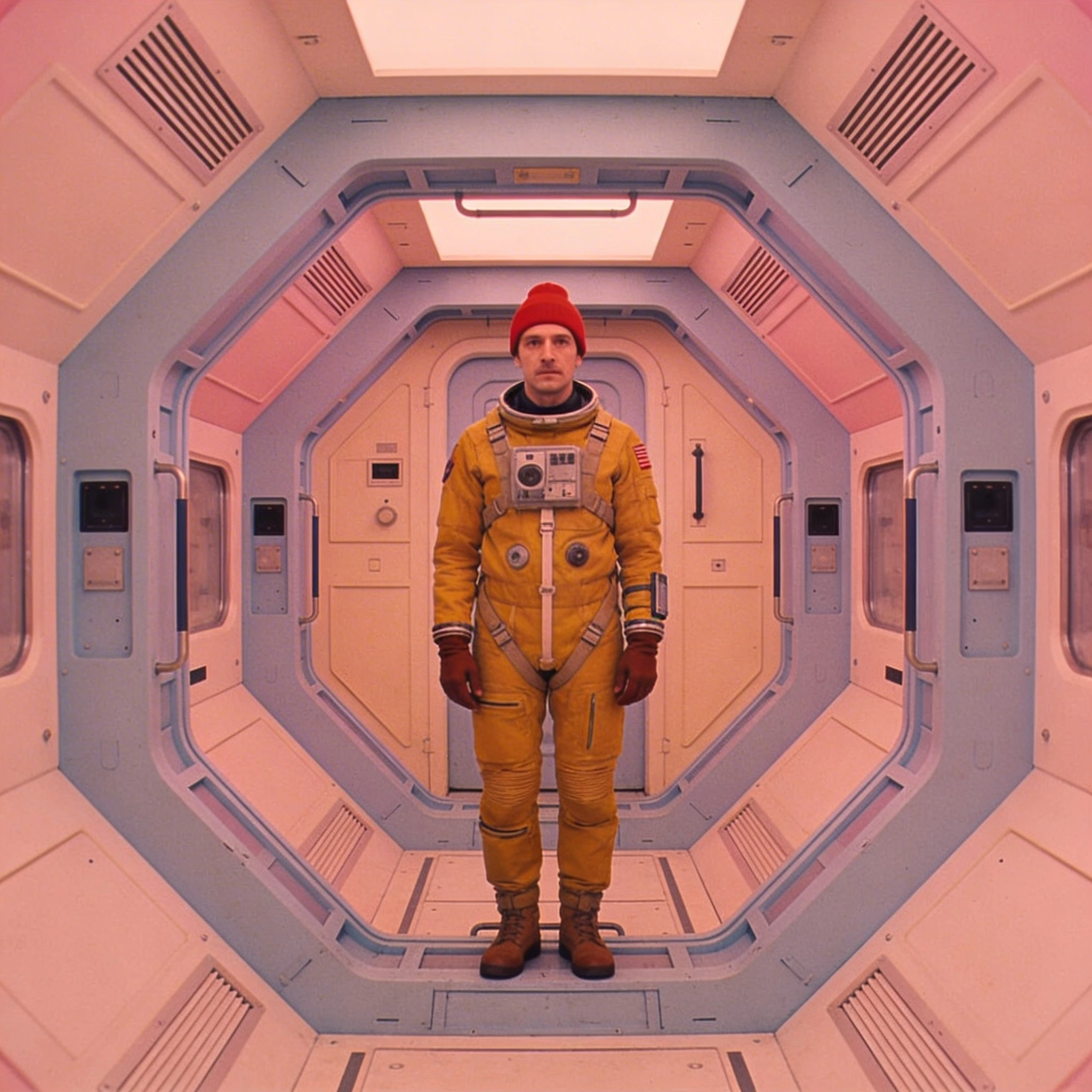 Персонаж сериала в стиле 'Уэс Андерсон: Космос' — Seedream 4.5 промт