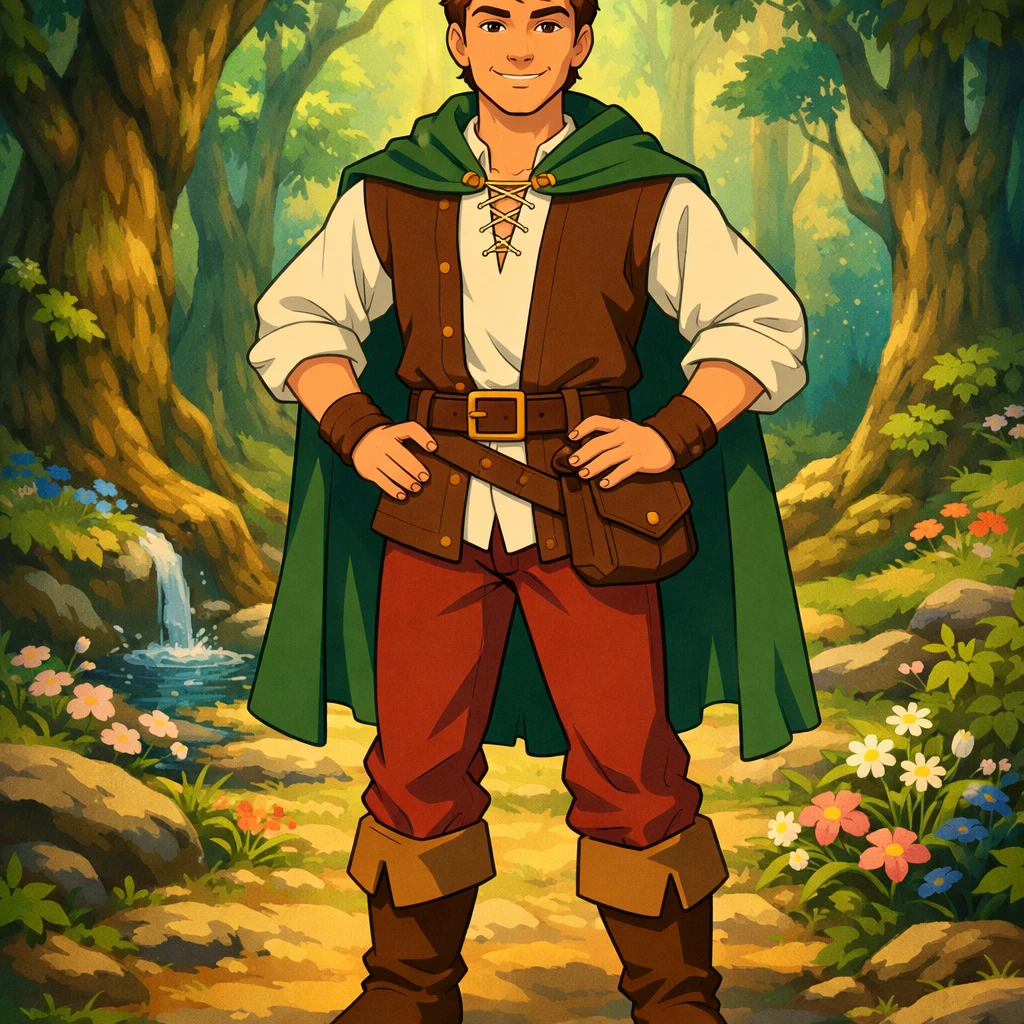 Персонаж в стиле классической 2D анимации Disney — GPT Image 1.5 промт