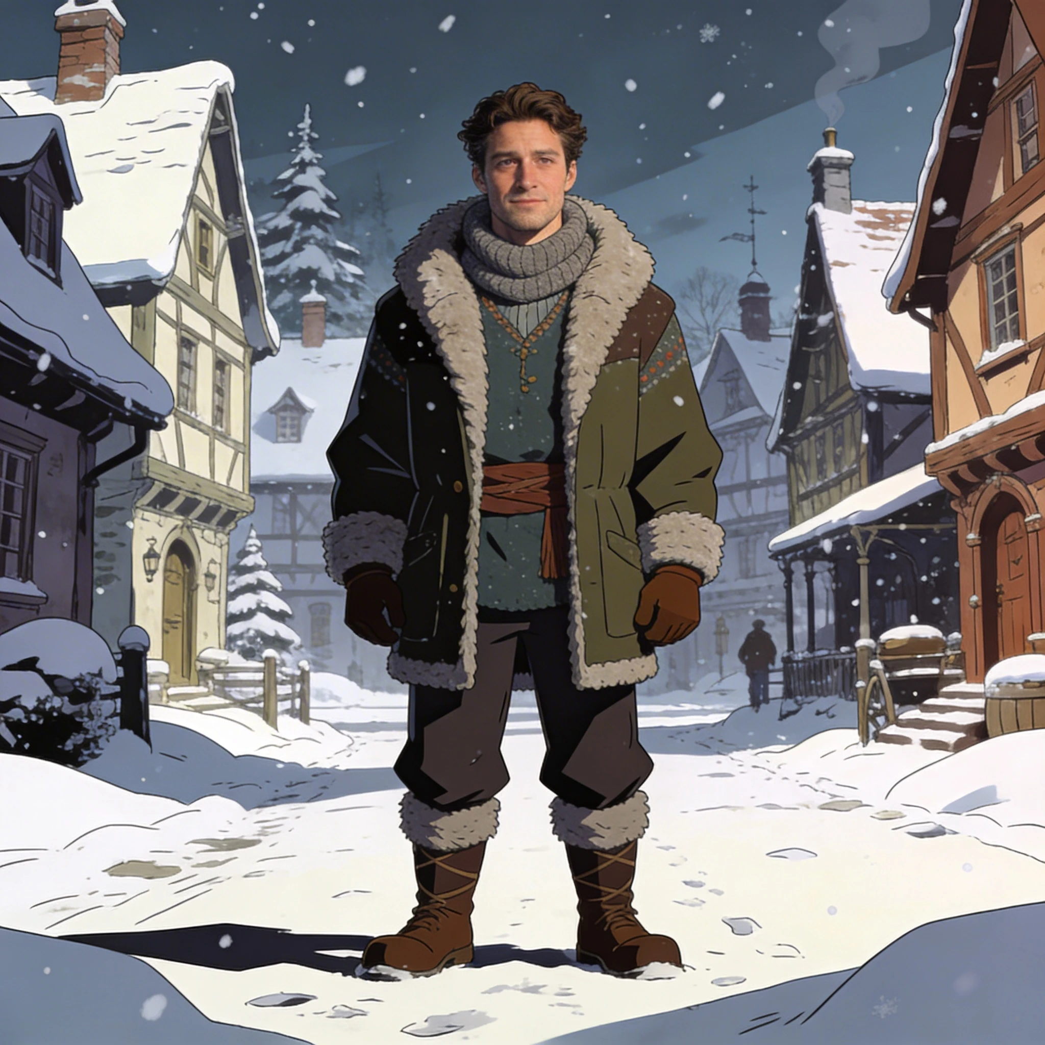 Персонаж в стиле мультфильма «Клаус» — Seedream 4.5 промт