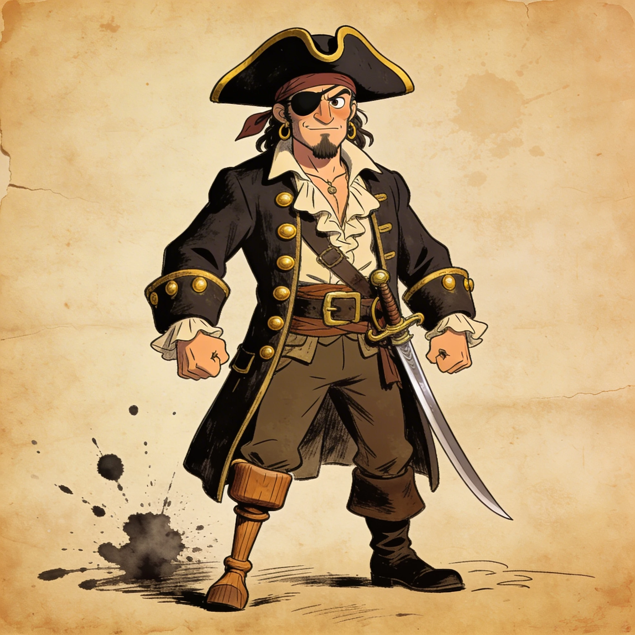 Персонаж в стиле мультфильма «Остров сокровищ» — Seedream 4.5 промт