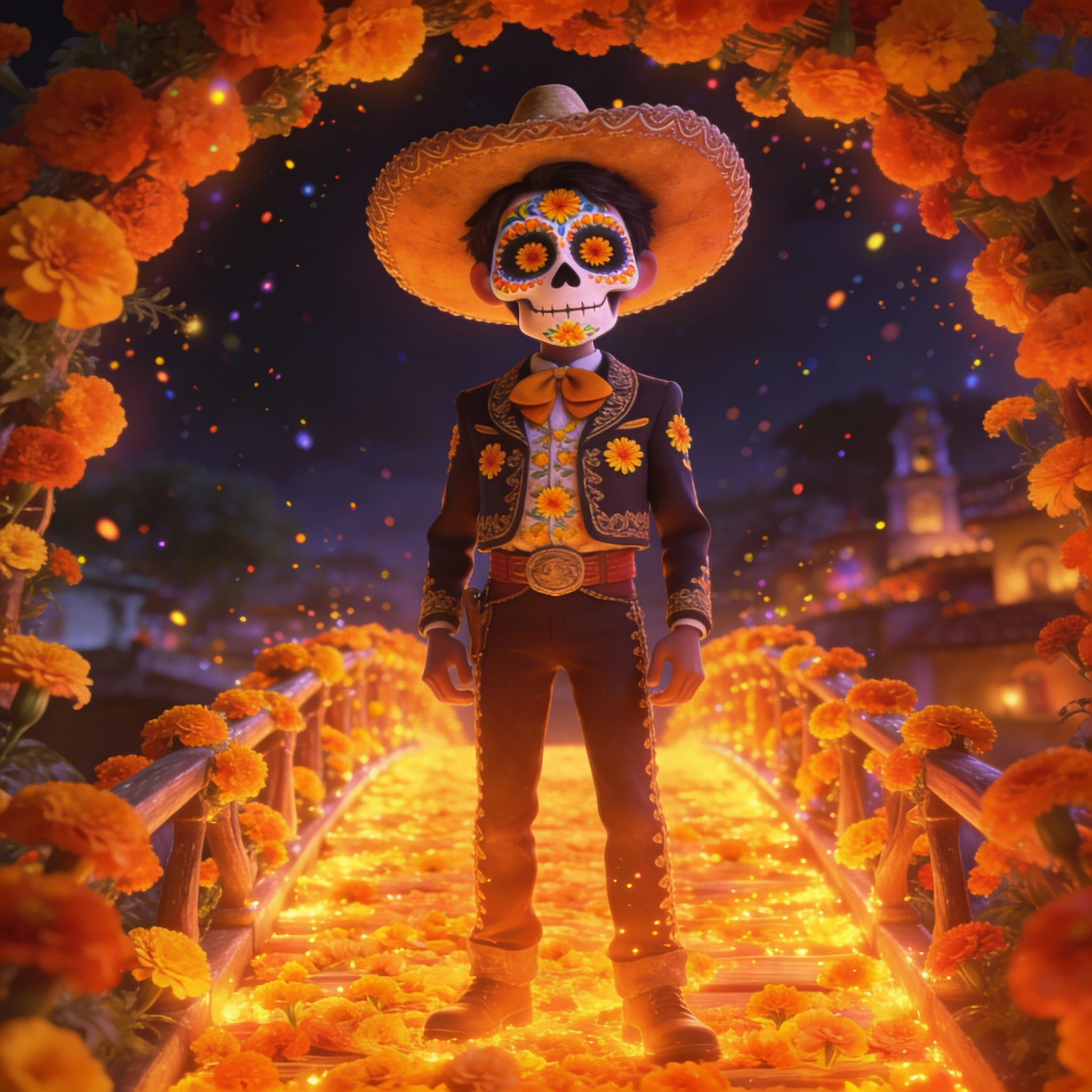 Персонаж в стиле мультфильма «Тайна Коко» — Seedream 4.5 промт