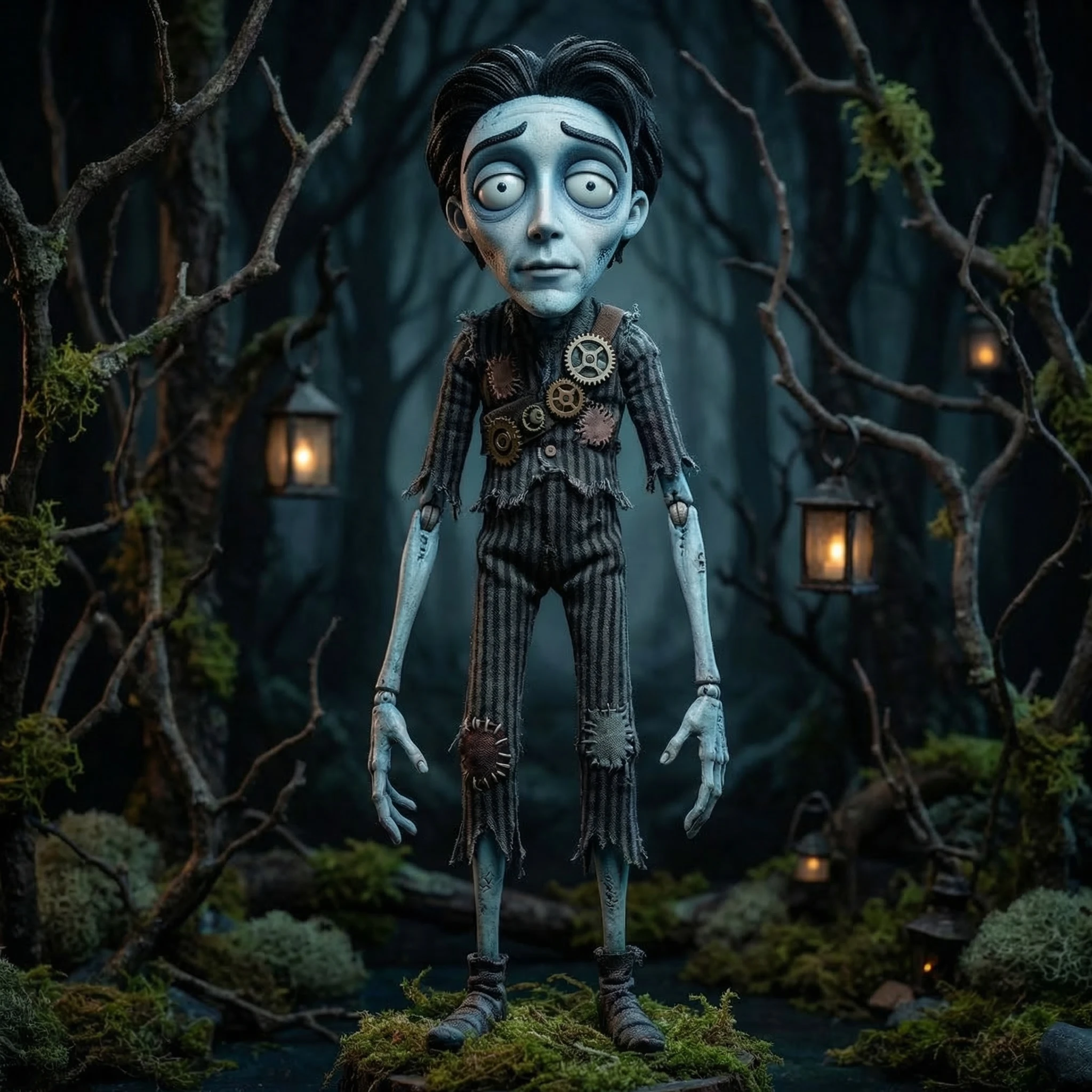 Персонаж в стиле мультфильма «Труп невесты» — Nano Banana Pro промт