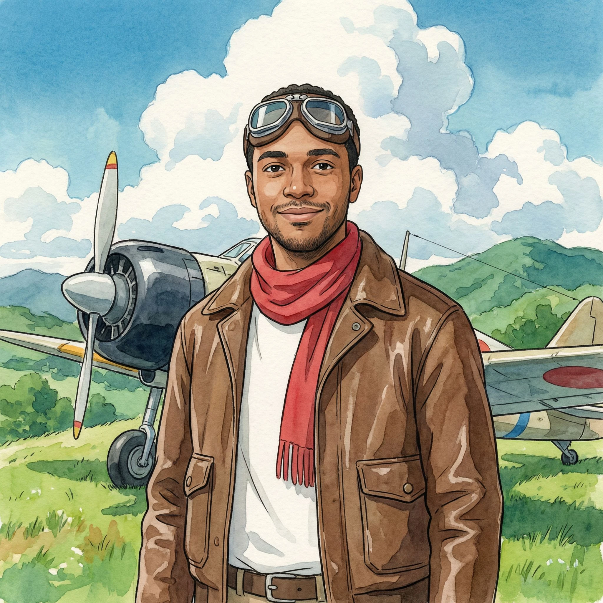 Пилот в стиле аниме Studio Ghibli — Nano Banana Pro промт