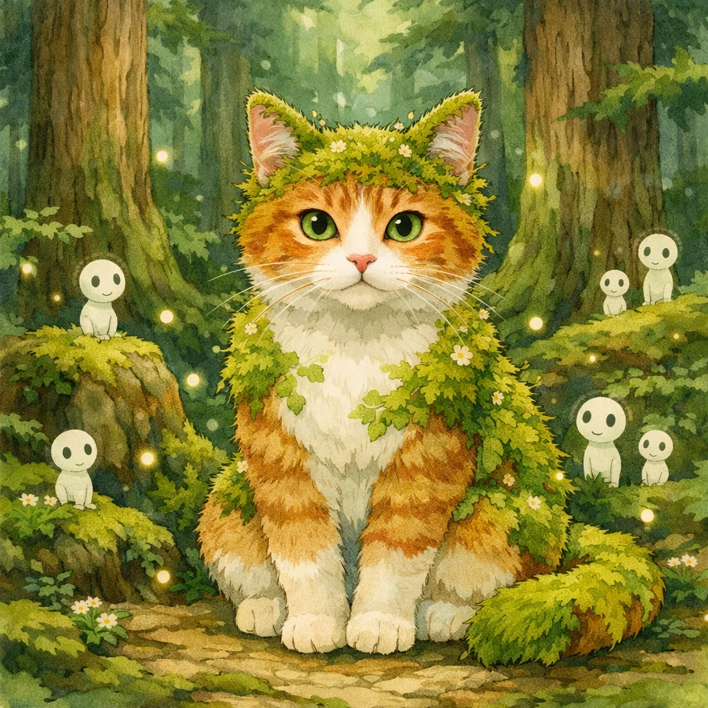 Питомец — лесной дух в стиле Гибли — GPT Image 1.5 промт