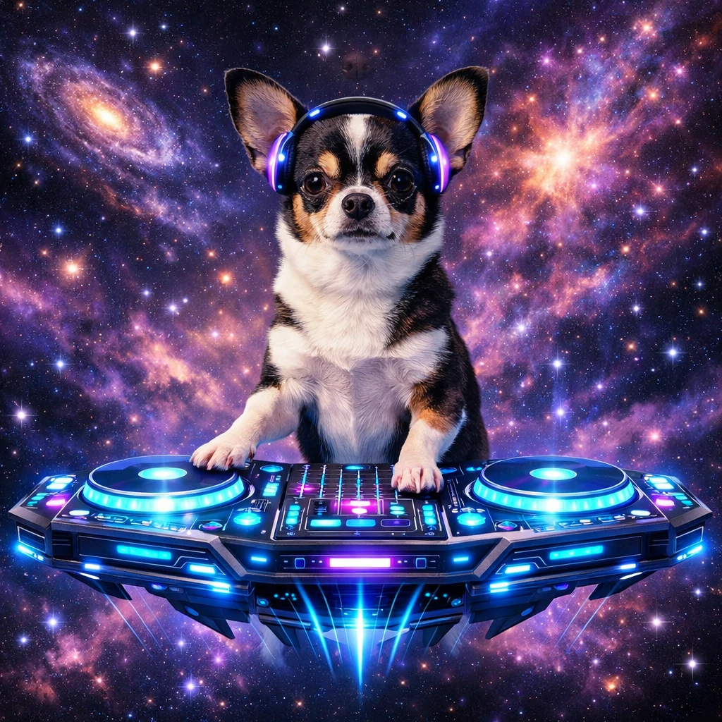 Питомец — межгалактический диджей — GPT Image 1.5 промт
