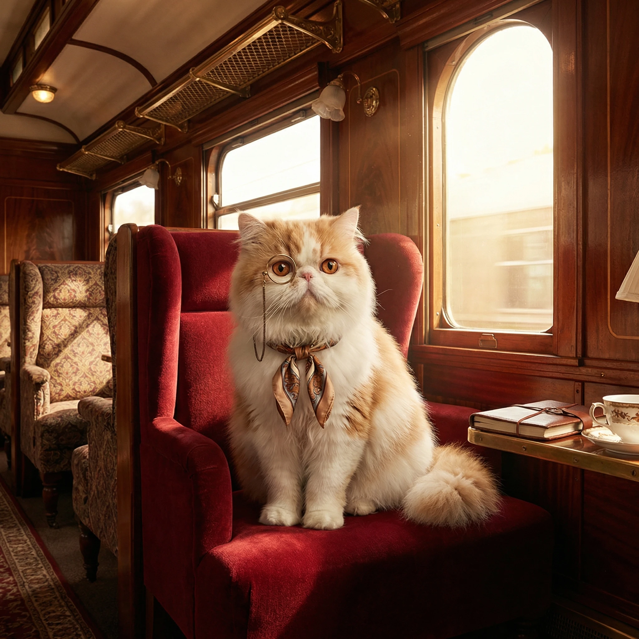 Питомец — пассажир поезда «Восточный экспресс» — Nano Banana Pro промт