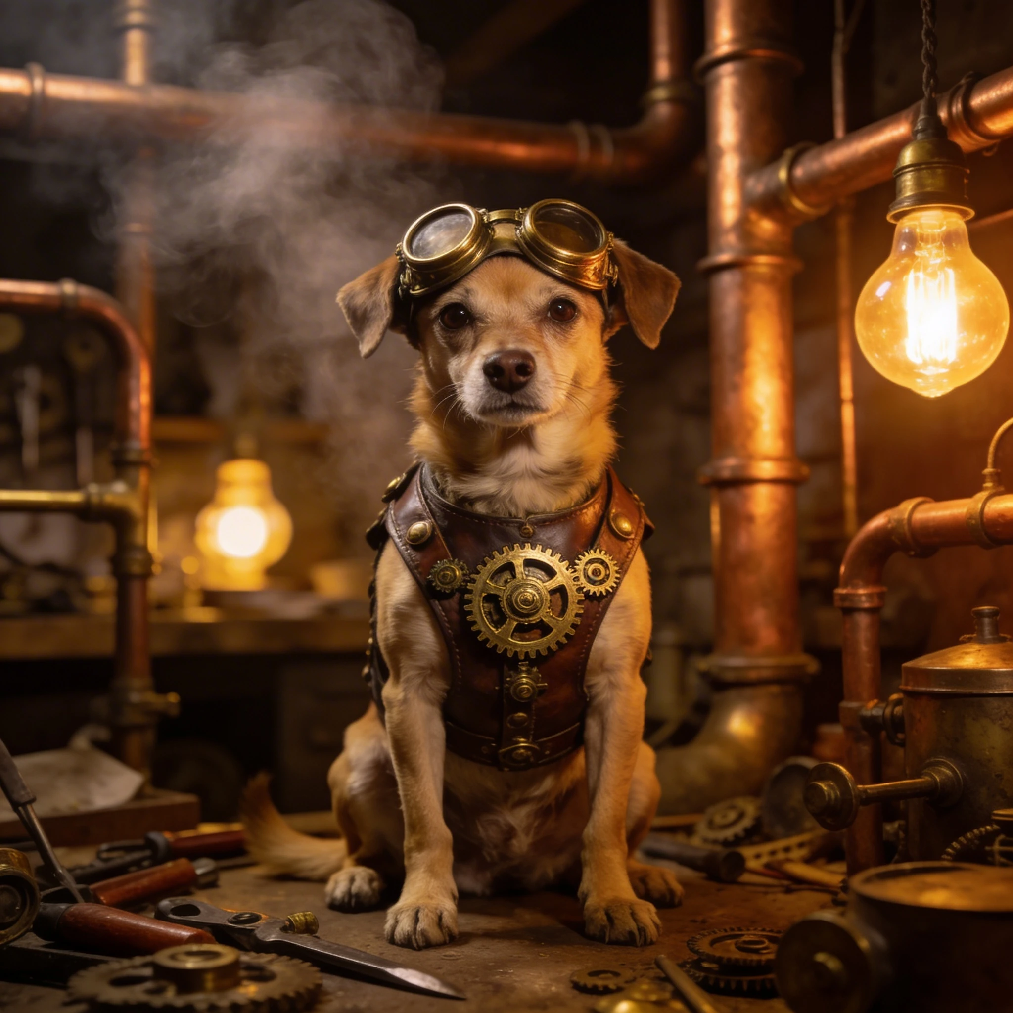 Питомец — стимпанк-изобретатель — Seedream 4.5 промт