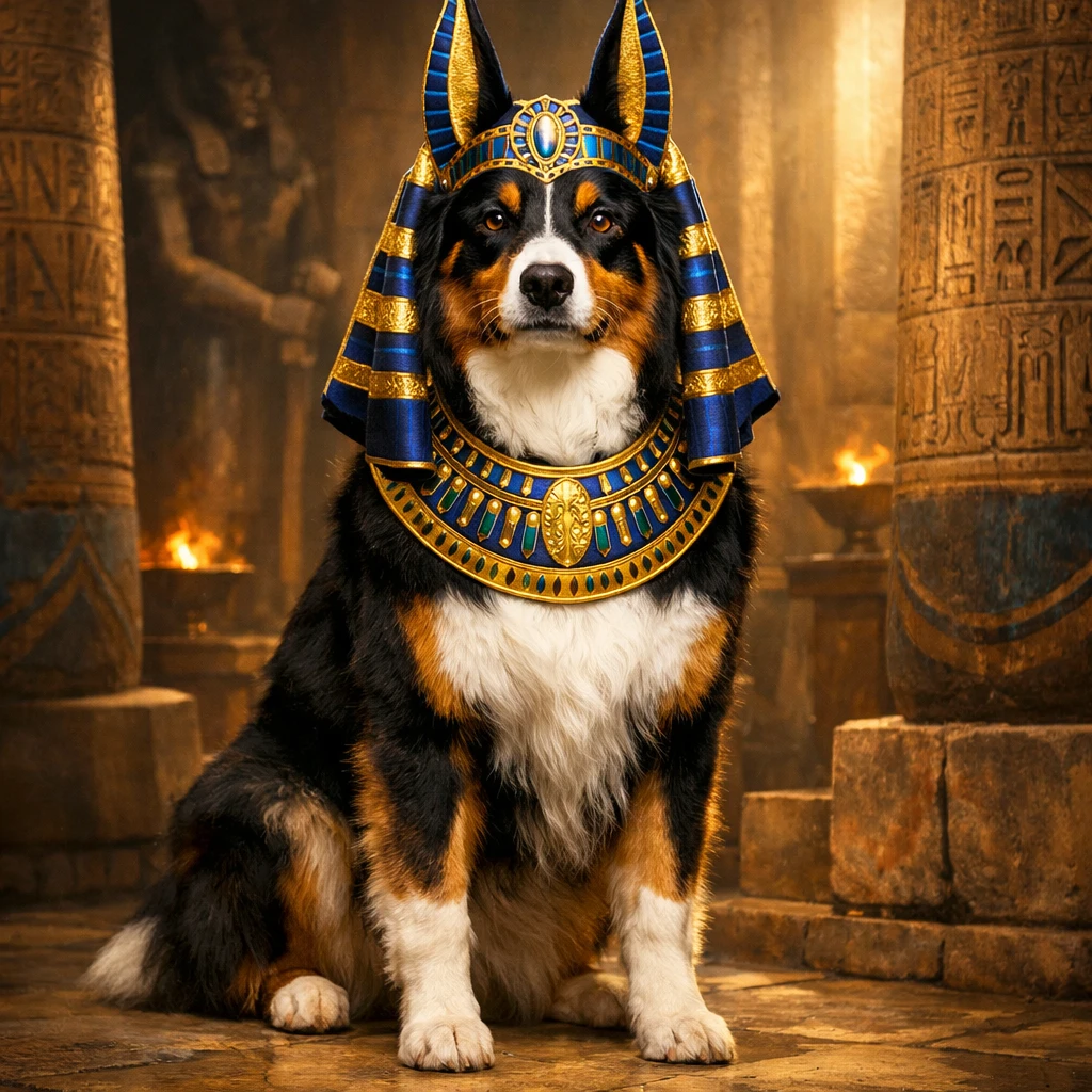 Питомец в образе египетского бога Анубиса — GPT Image 1.5 промт