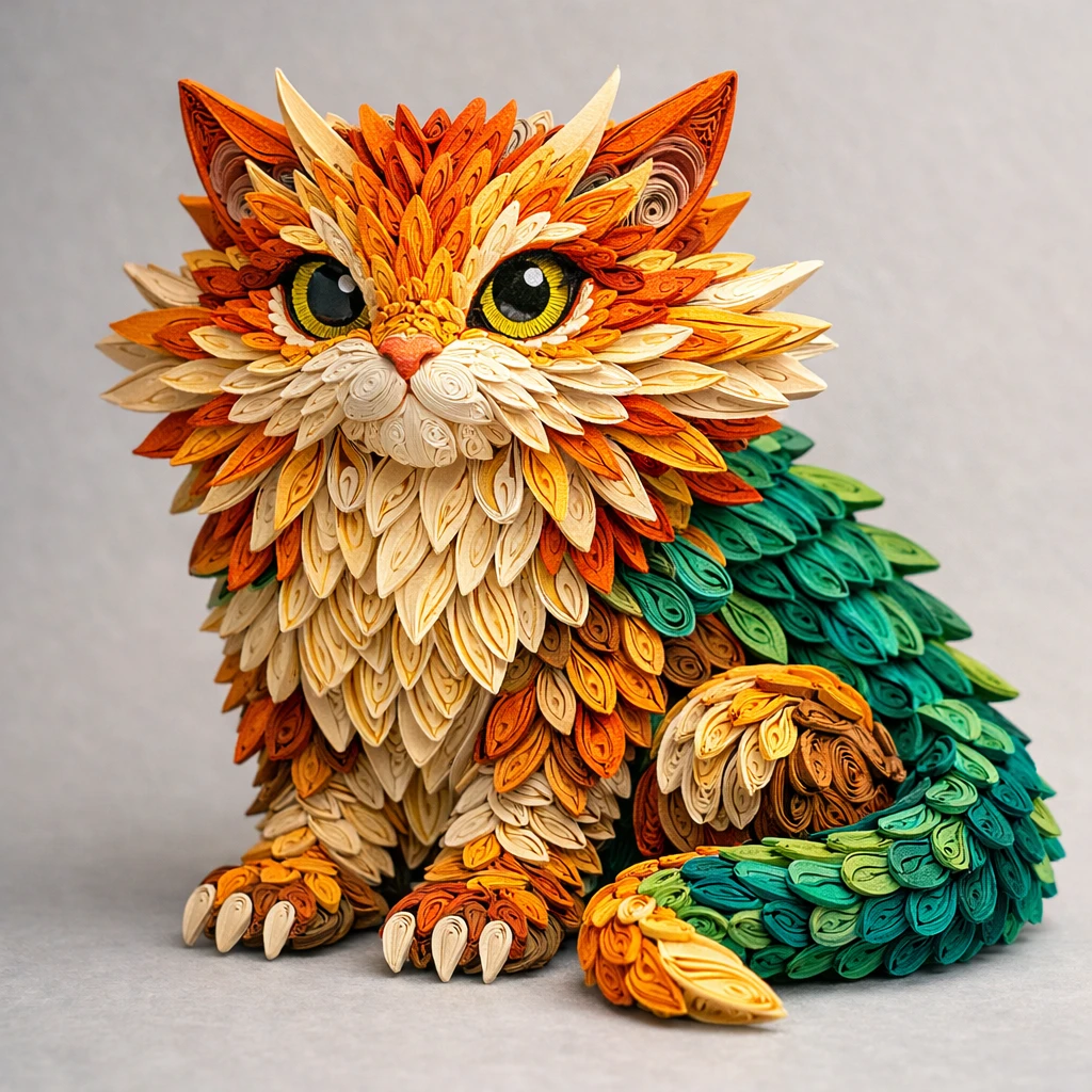 Питомец в стиле бумажного искусства «Квиллинг» — GPT Image 1.5 промт