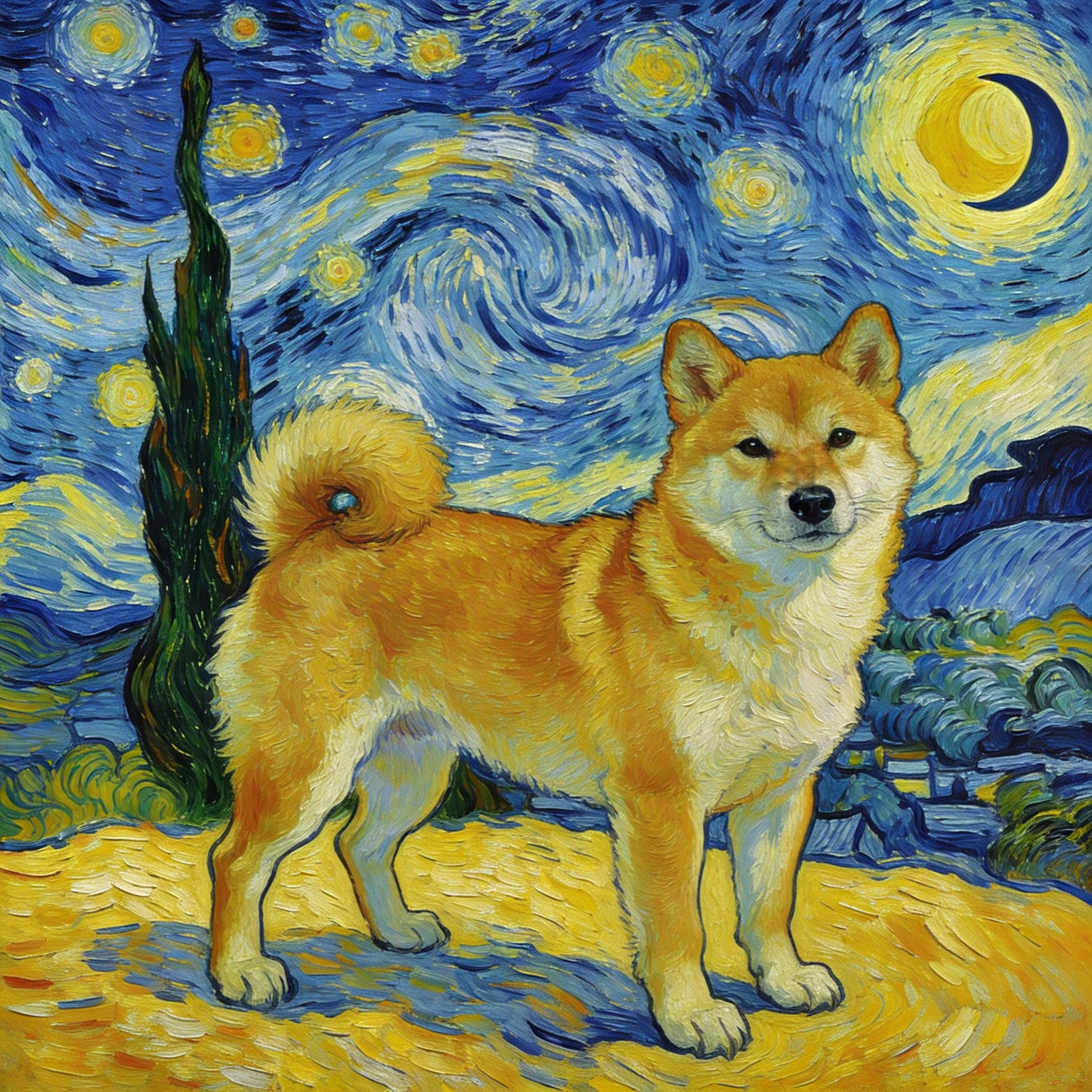 Питомец в стиле «Звездная ночь» Ван Гога — Seedream 4.5 промт