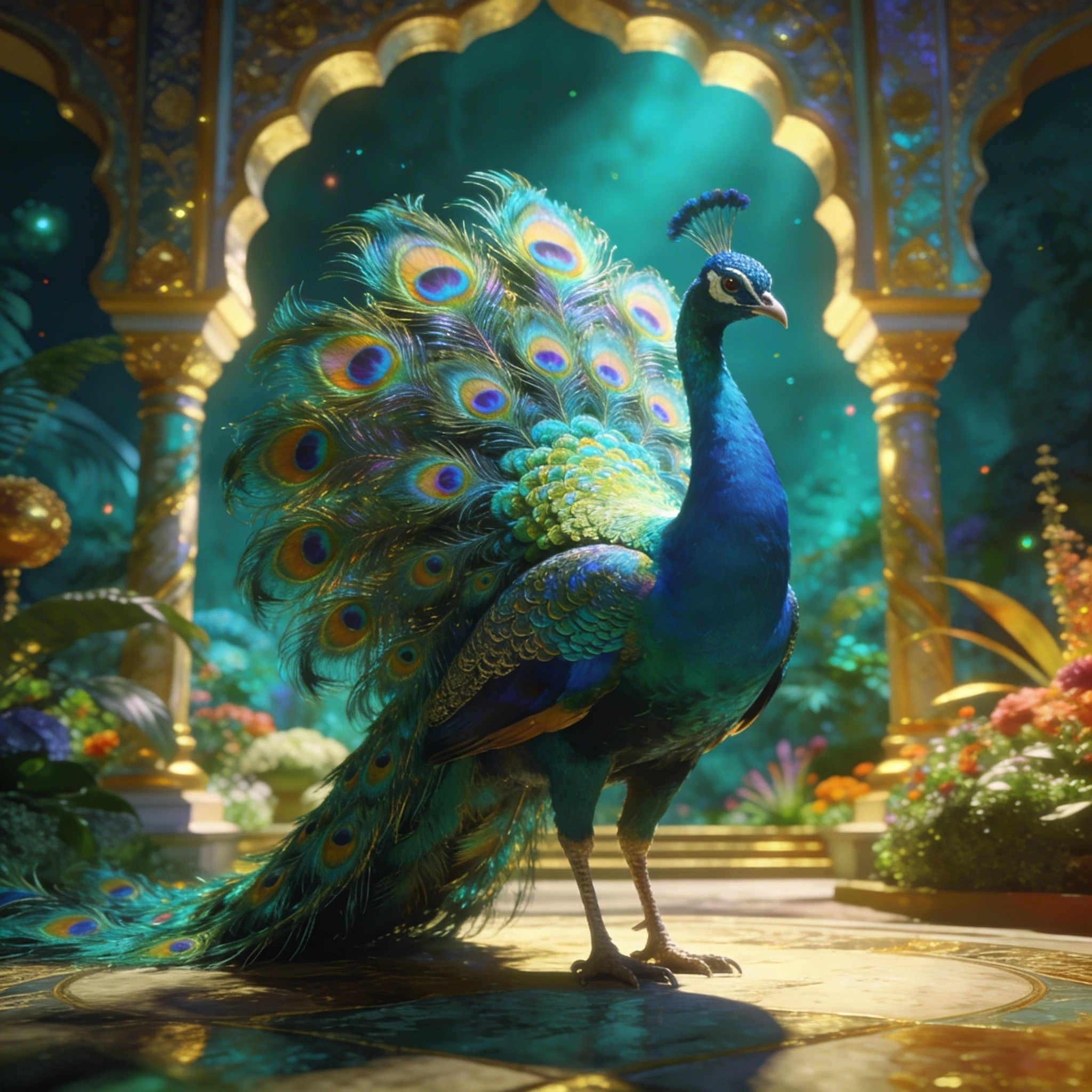 Питомца — в императорского павлина — Seedream 4.5 промт