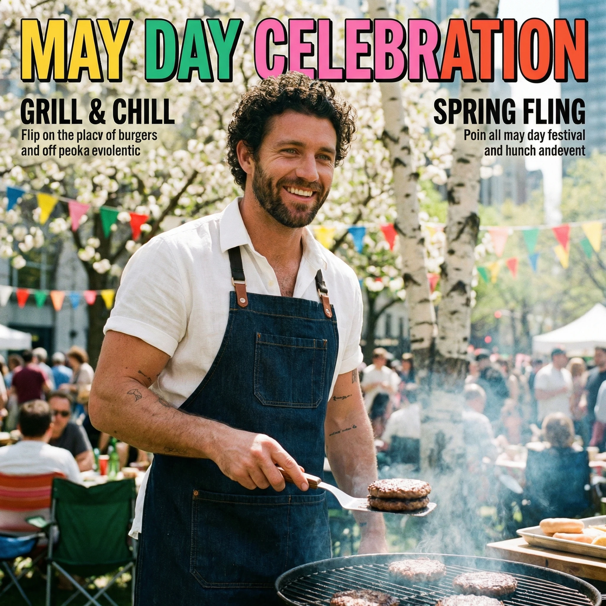 Плакат: Мастер гриля на весеннем фестивале — Nano Banana Pro промт