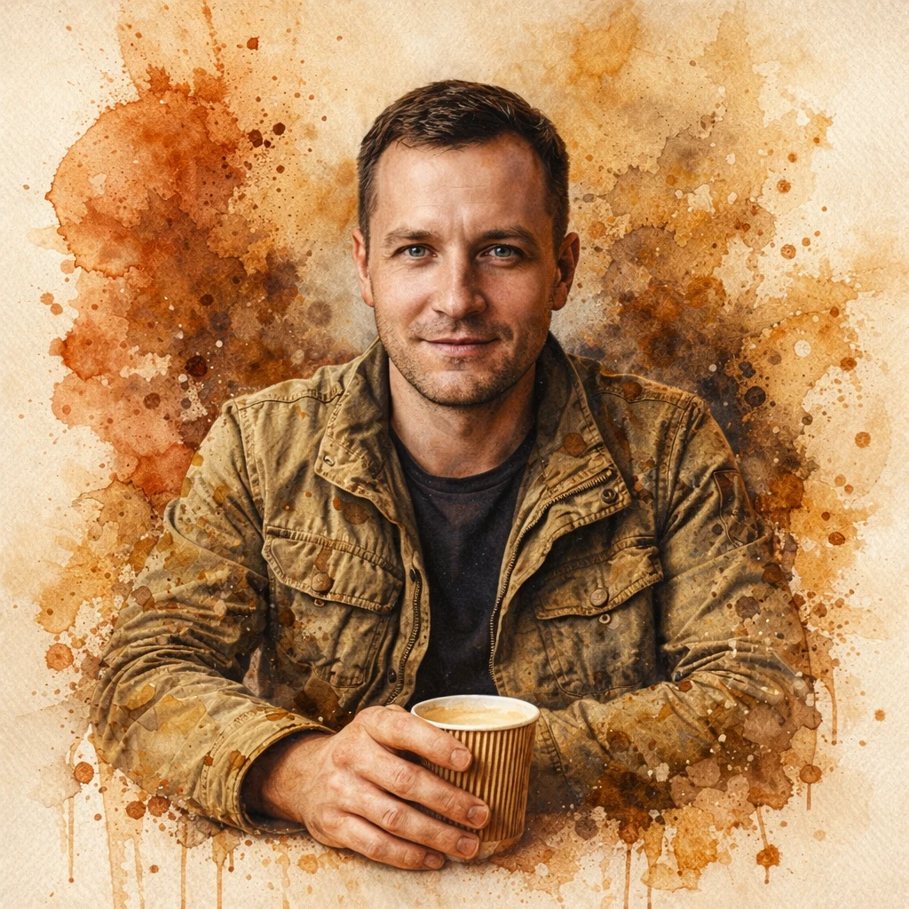 Портрет в стиле кофейной акварели — GPT Image 1.5 промт