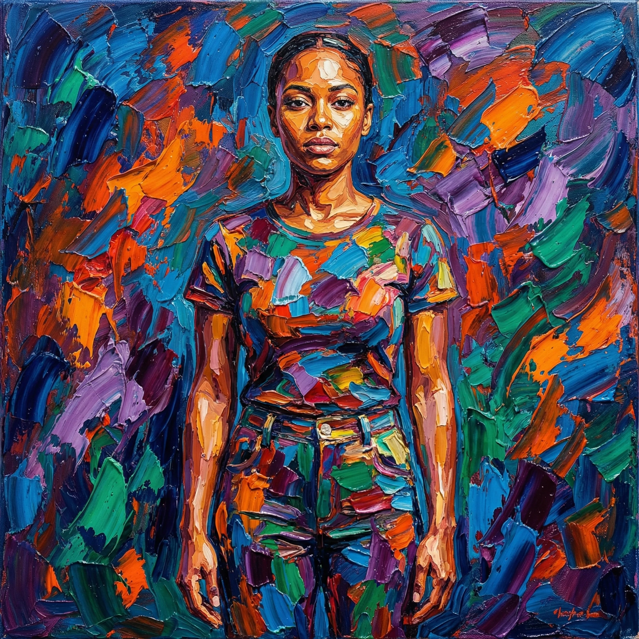 Портрет в стиле мастихиновой живописи — Nano Banana Pro промт