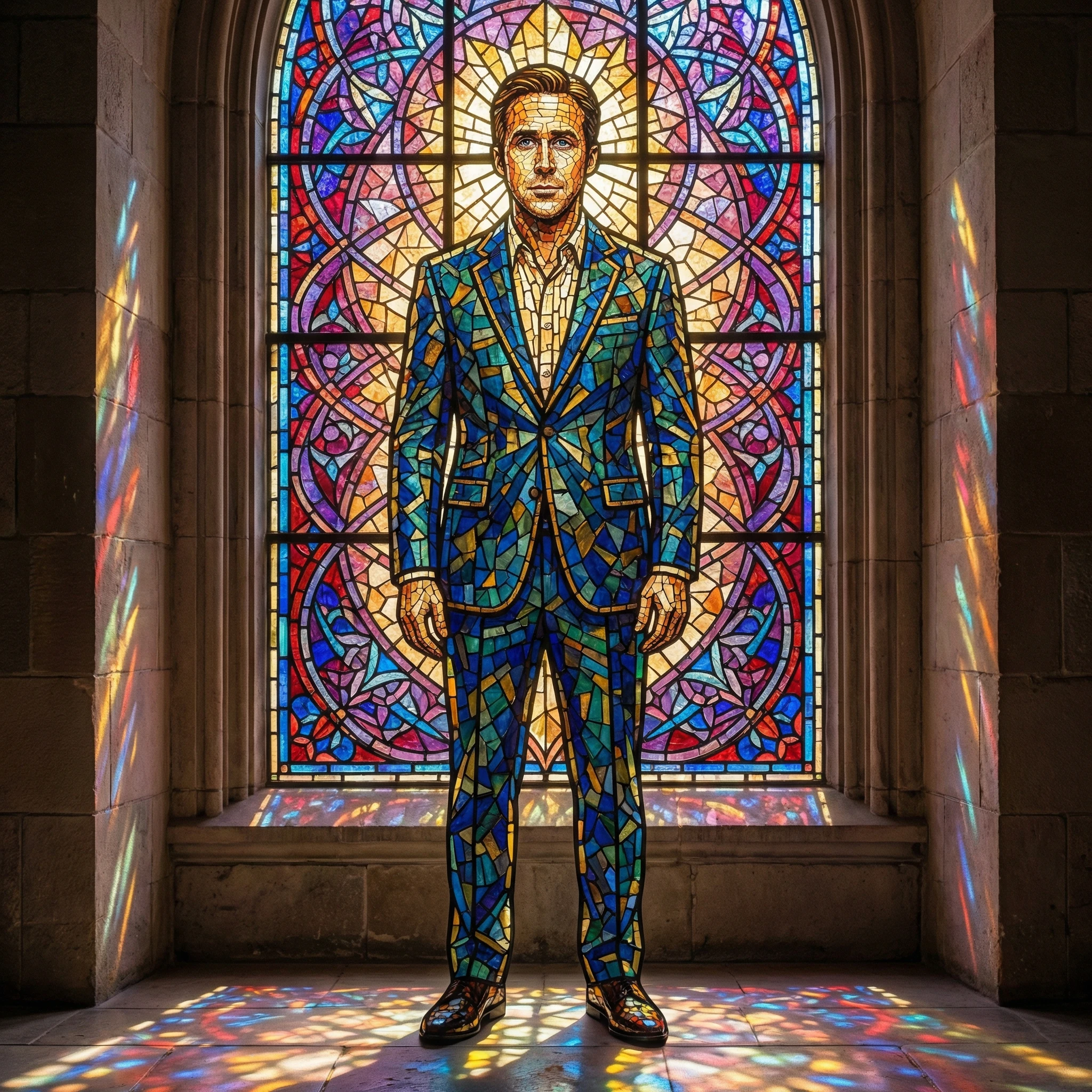 Портрет в стиле витражной мозаики — Nano Banana Pro промт