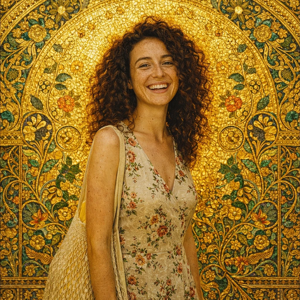 Портрет в стиле золотой мозаики — GPT Image 1.5 промт