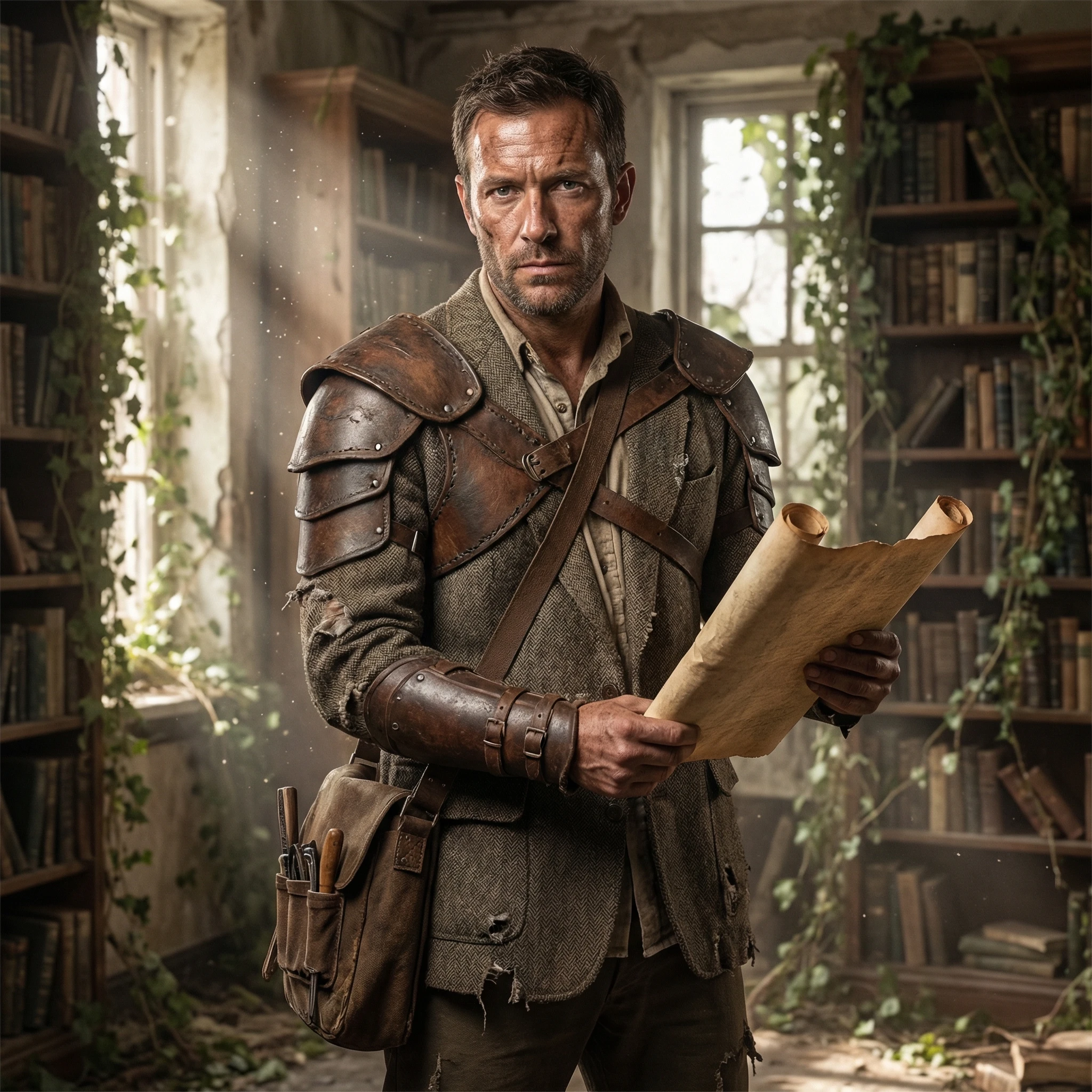 Постапокалиптический библиотекарь — Nano Banana Pro промт