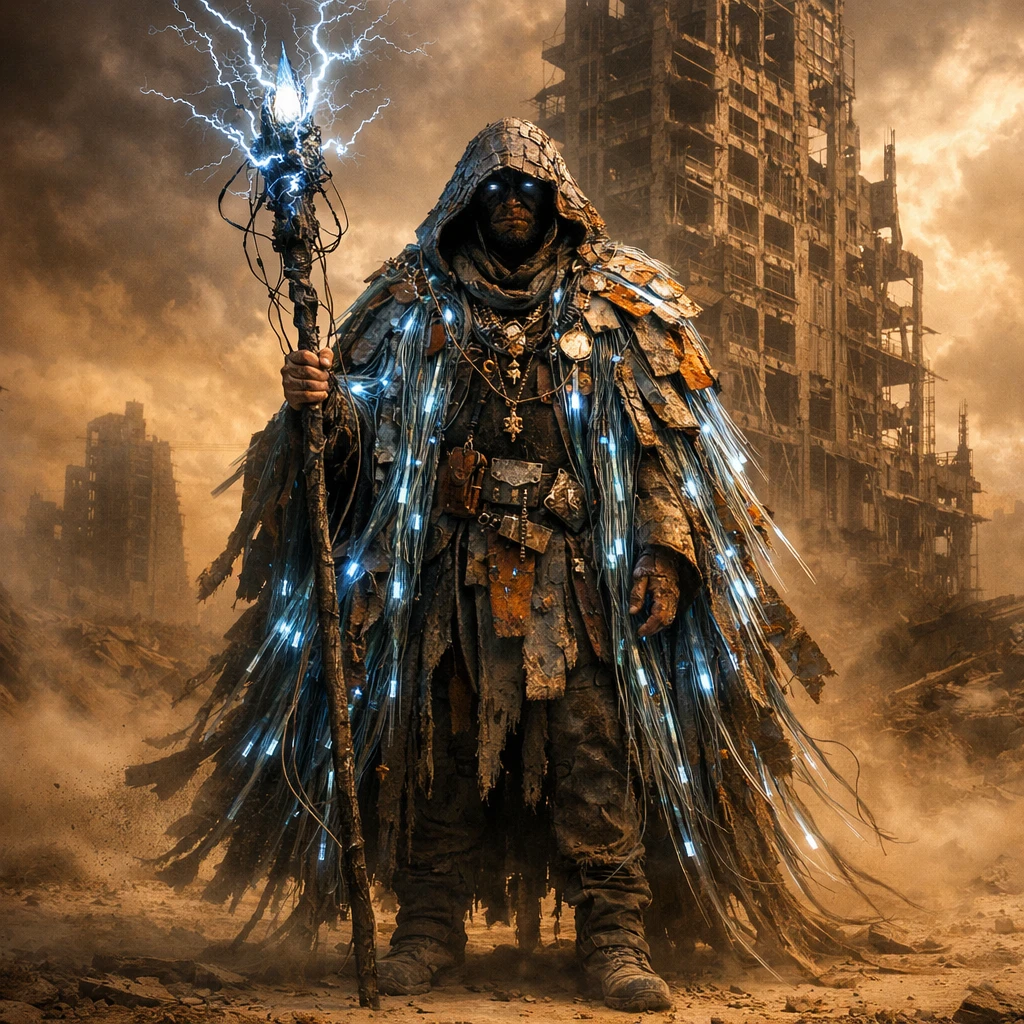 Постапокалиптический техно-шаман — GPT Image 1.5 промт
