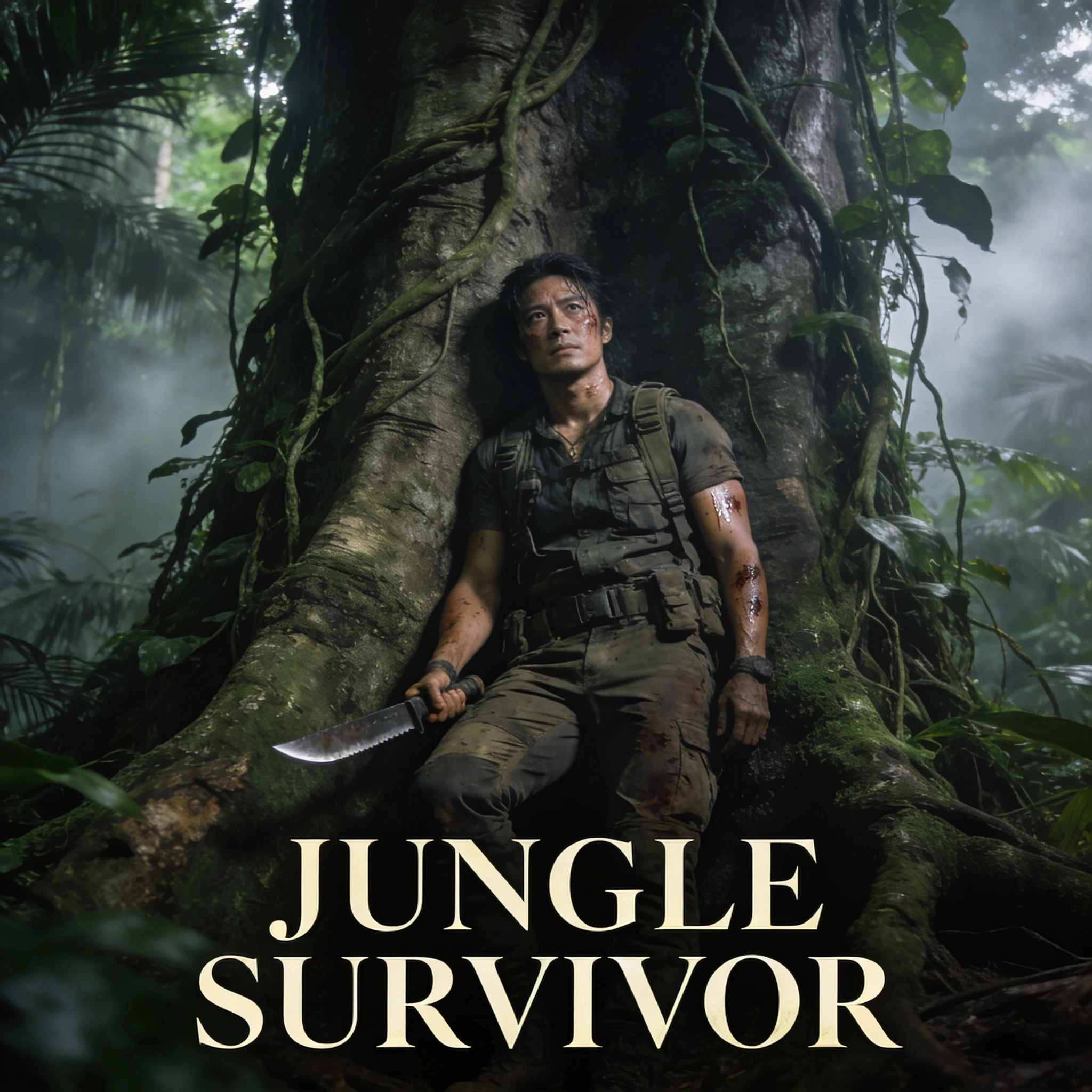 Постер фильма о выживании в джунглях — Seedream 4.5 промт