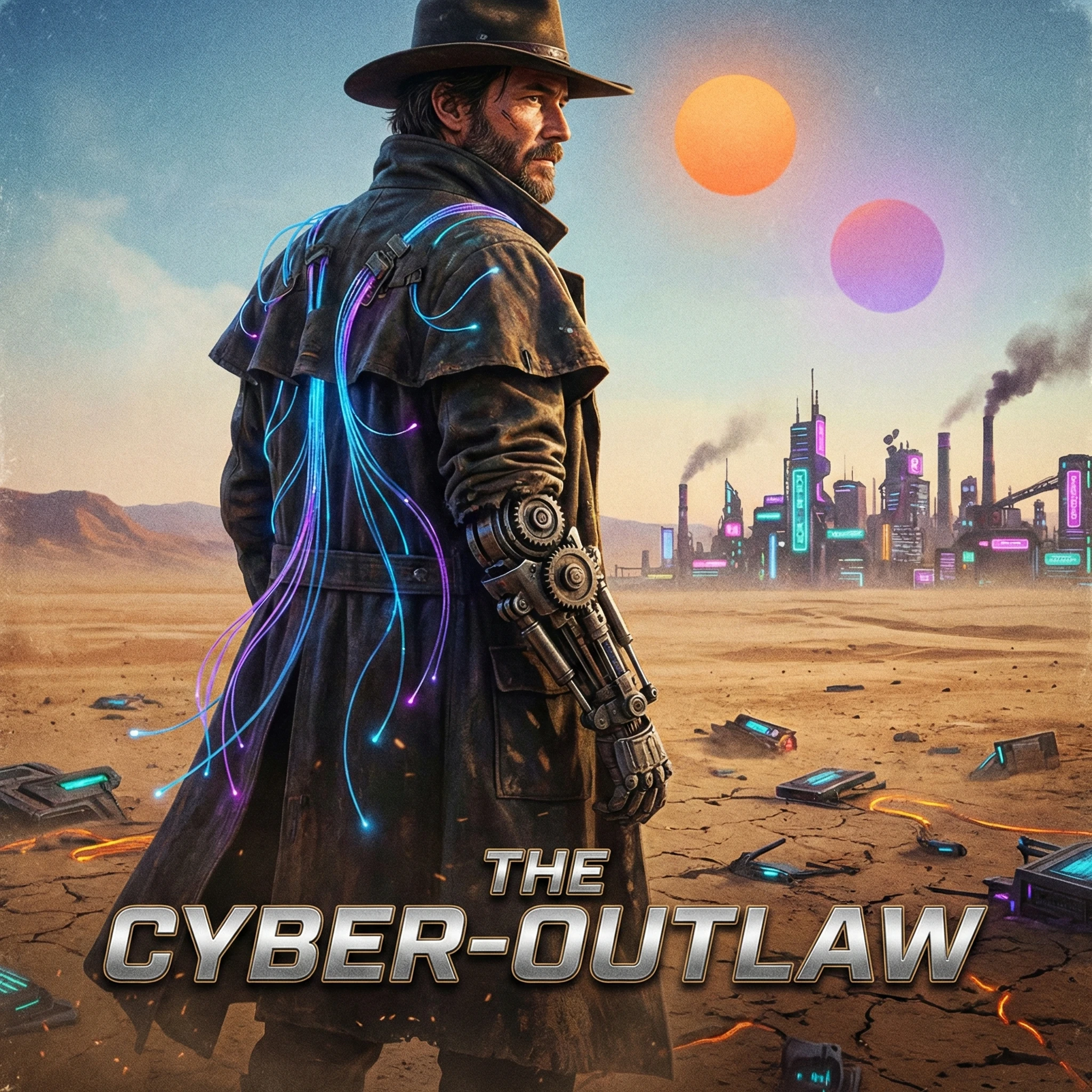 Постер фильма в стиле кибер-вестерн — Nano Banana Pro промт