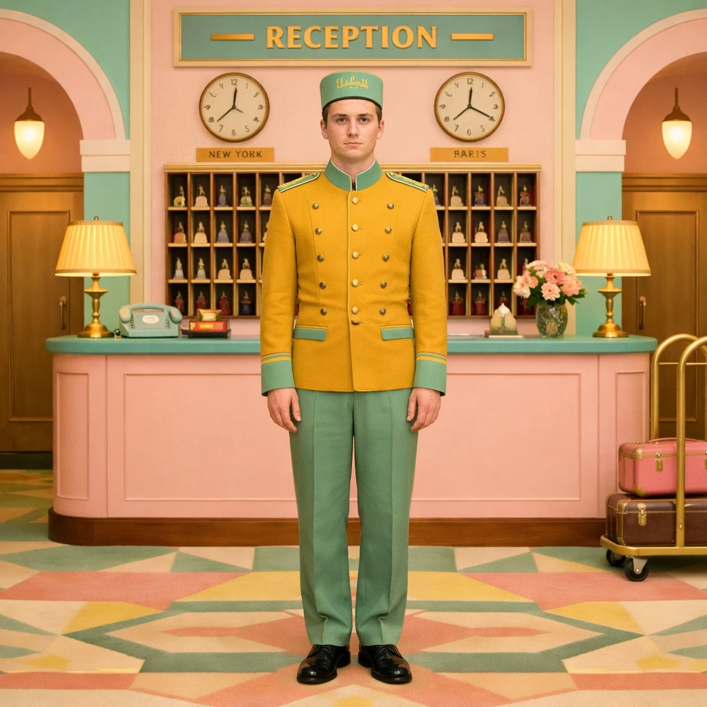 Постер фильма в стиле Уэса Андерсона — GPT Image 1.5 промт