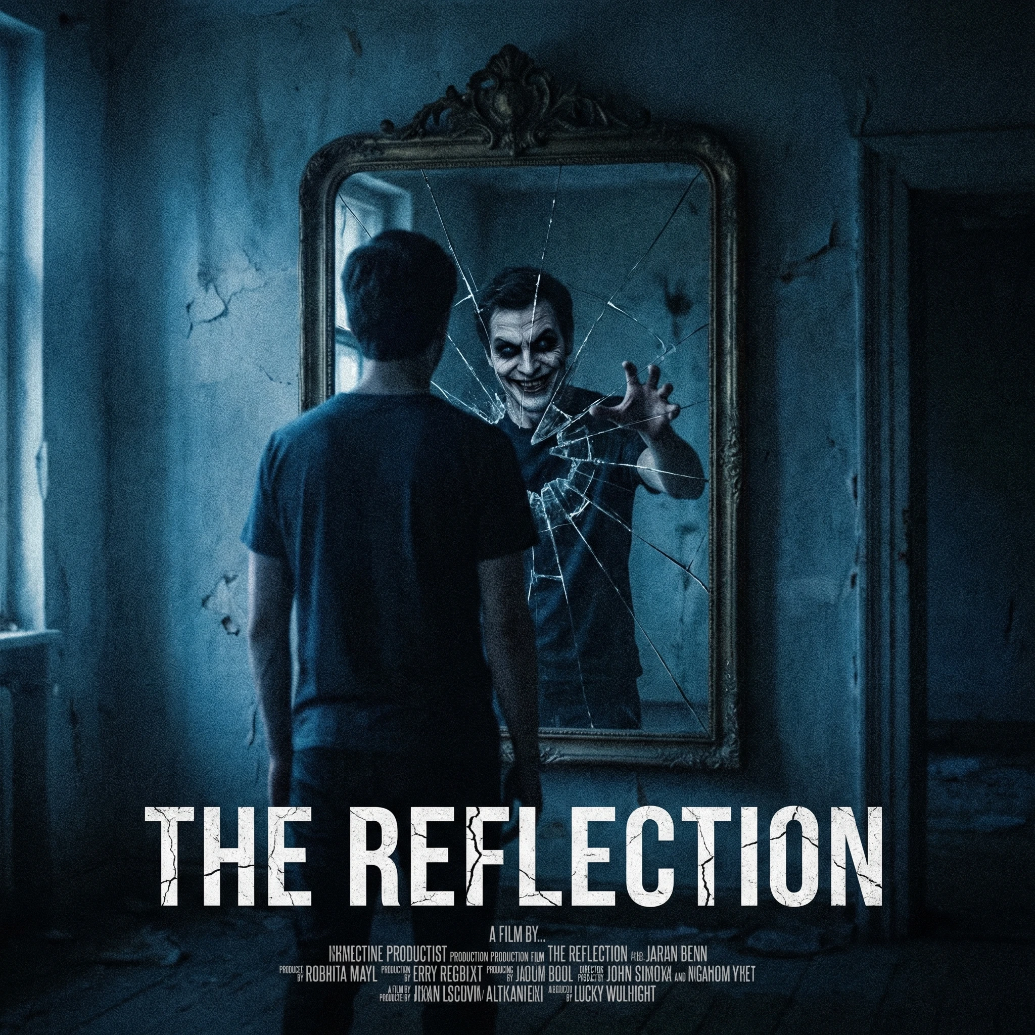 Постер хоррора «Зазеркалье» — Nano Banana Pro промт