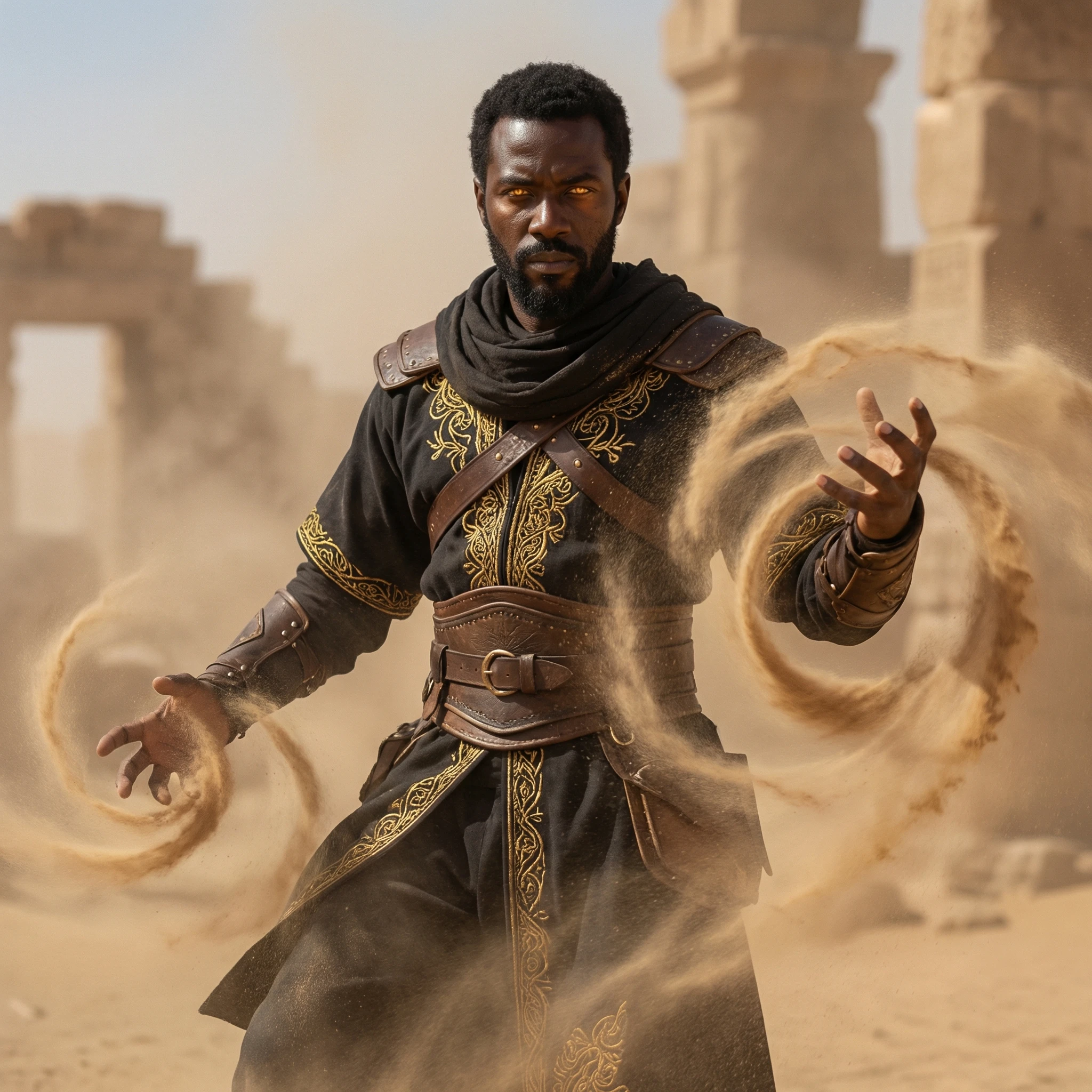 Повелитель стихии песка в пустыне — Nano Banana Pro промт