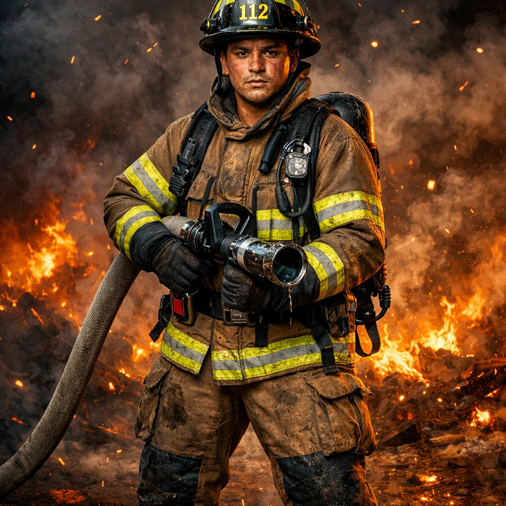 Пожарный в разгаре работы — GPT Image 1.5 промт