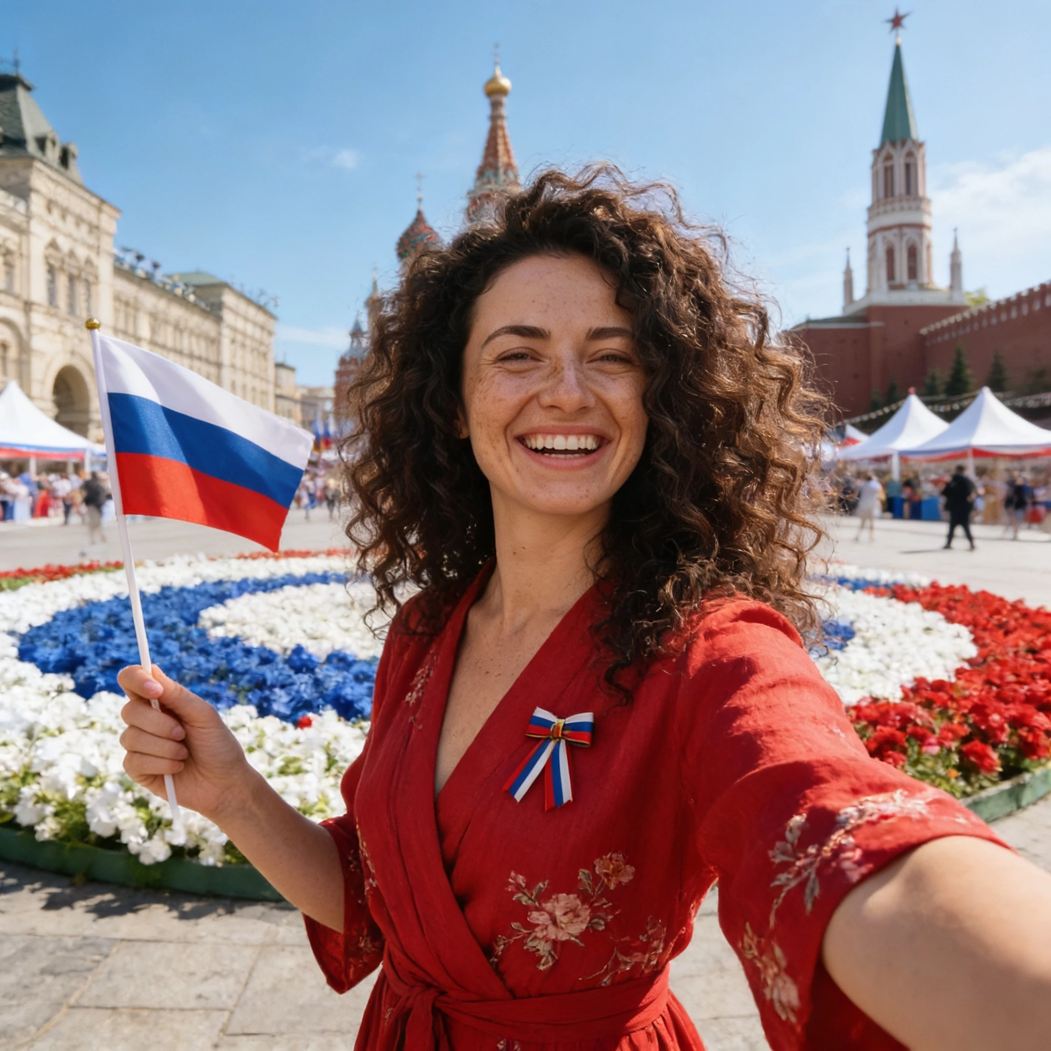 Праздник в центре Москвы: День России — Seedream 4.5 промт