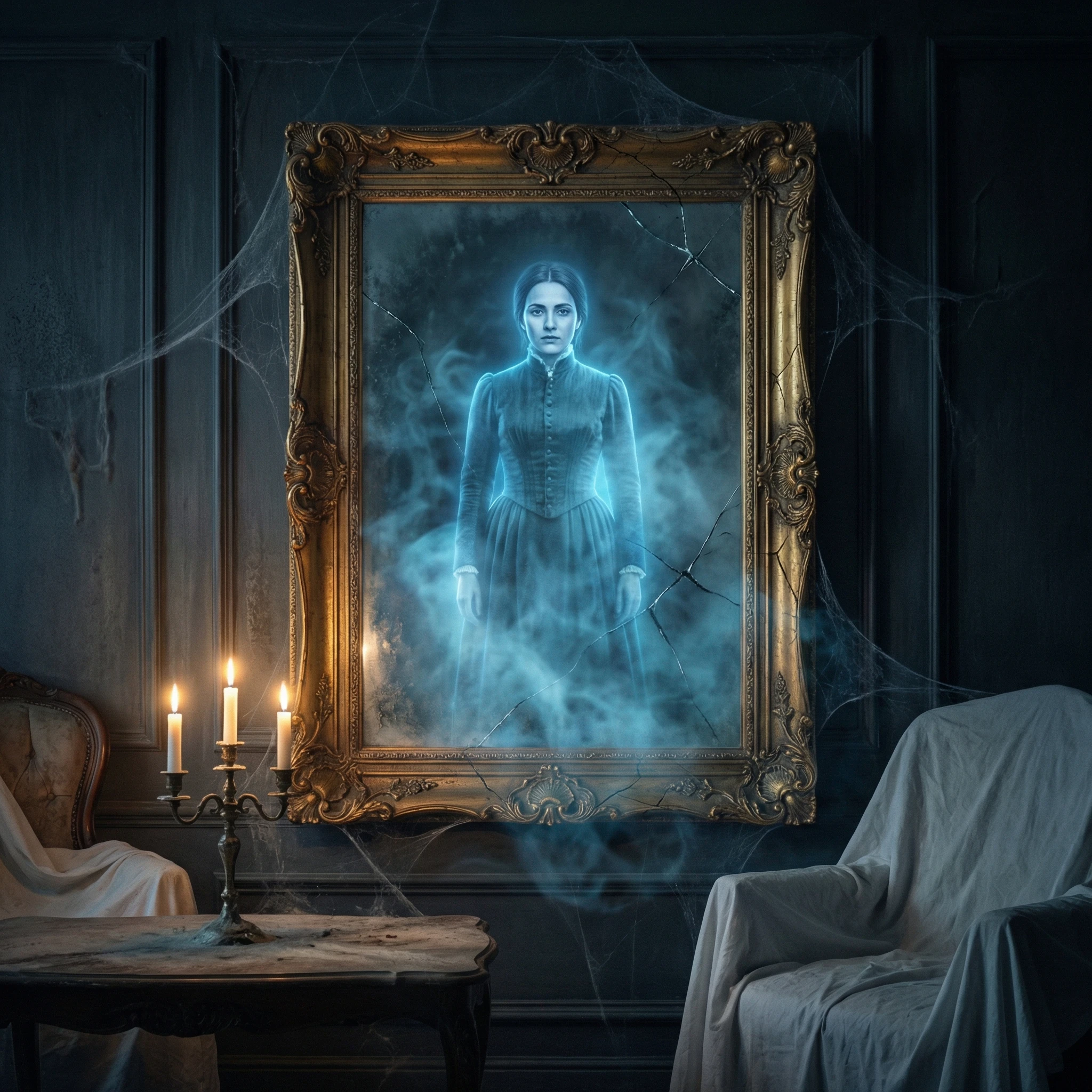 Призрак в старинном зеркале — Nano Banana Pro промт