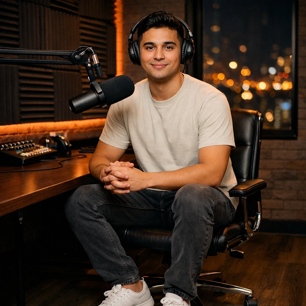 Профессиональный подкастер в студии — GPT Image 1.5 промт