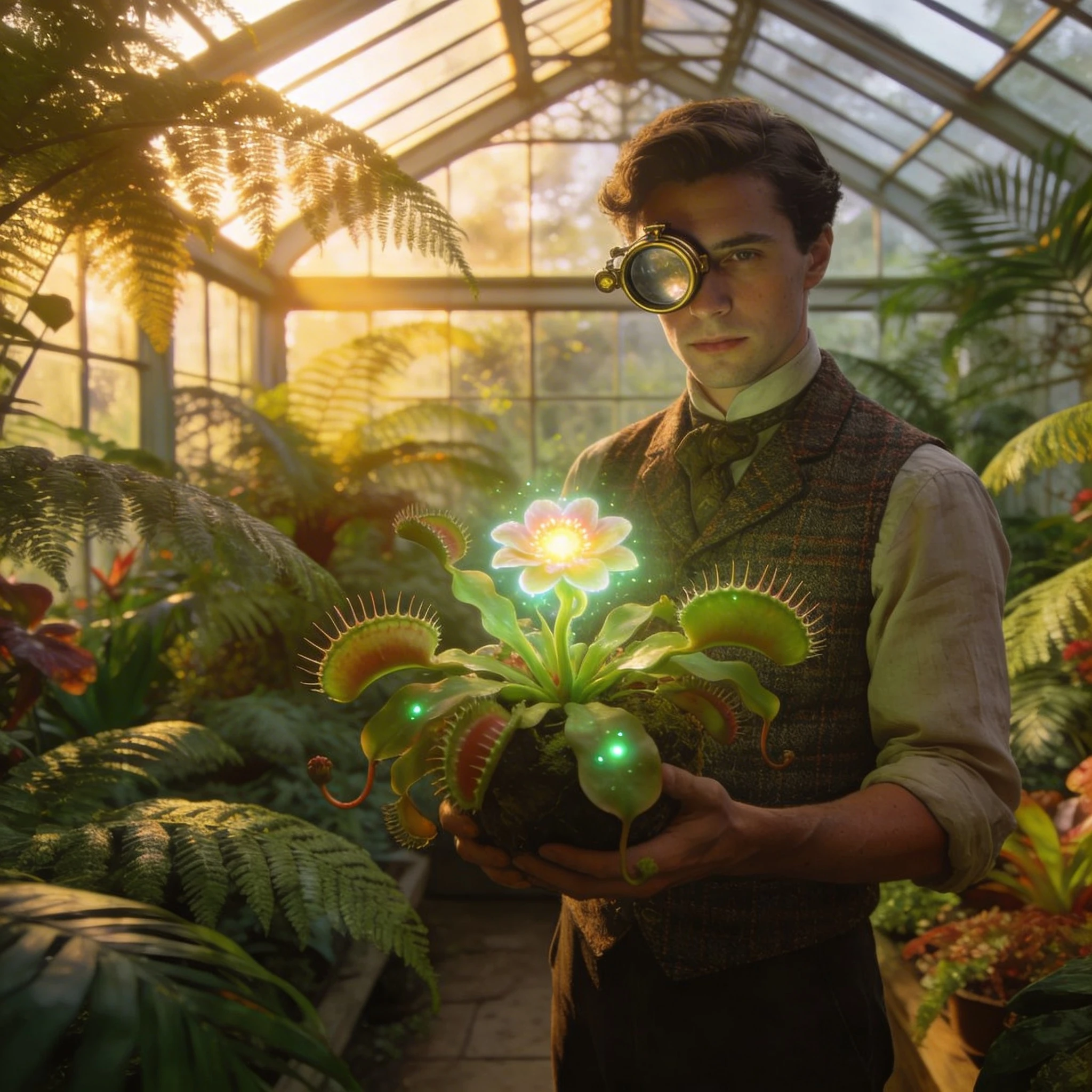 Профессор ботаники в теплице — Seedream 4.5 промт