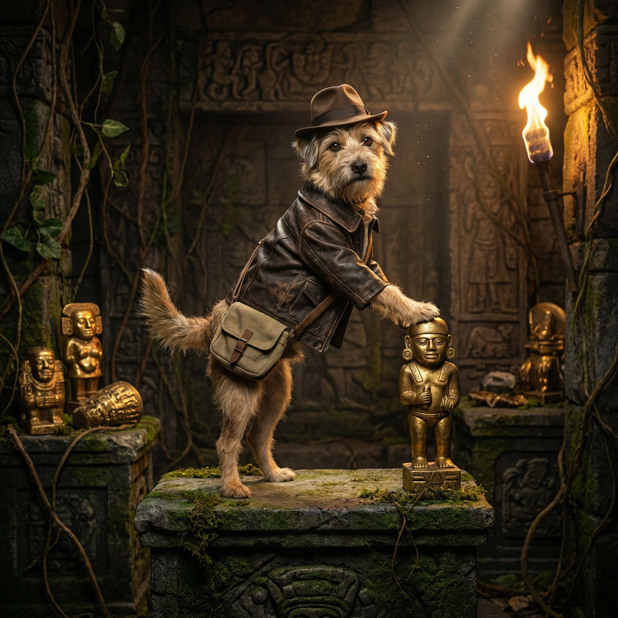 Пёс-исследователь в стиле Индианы Джонса — Nano Banana Pro промт