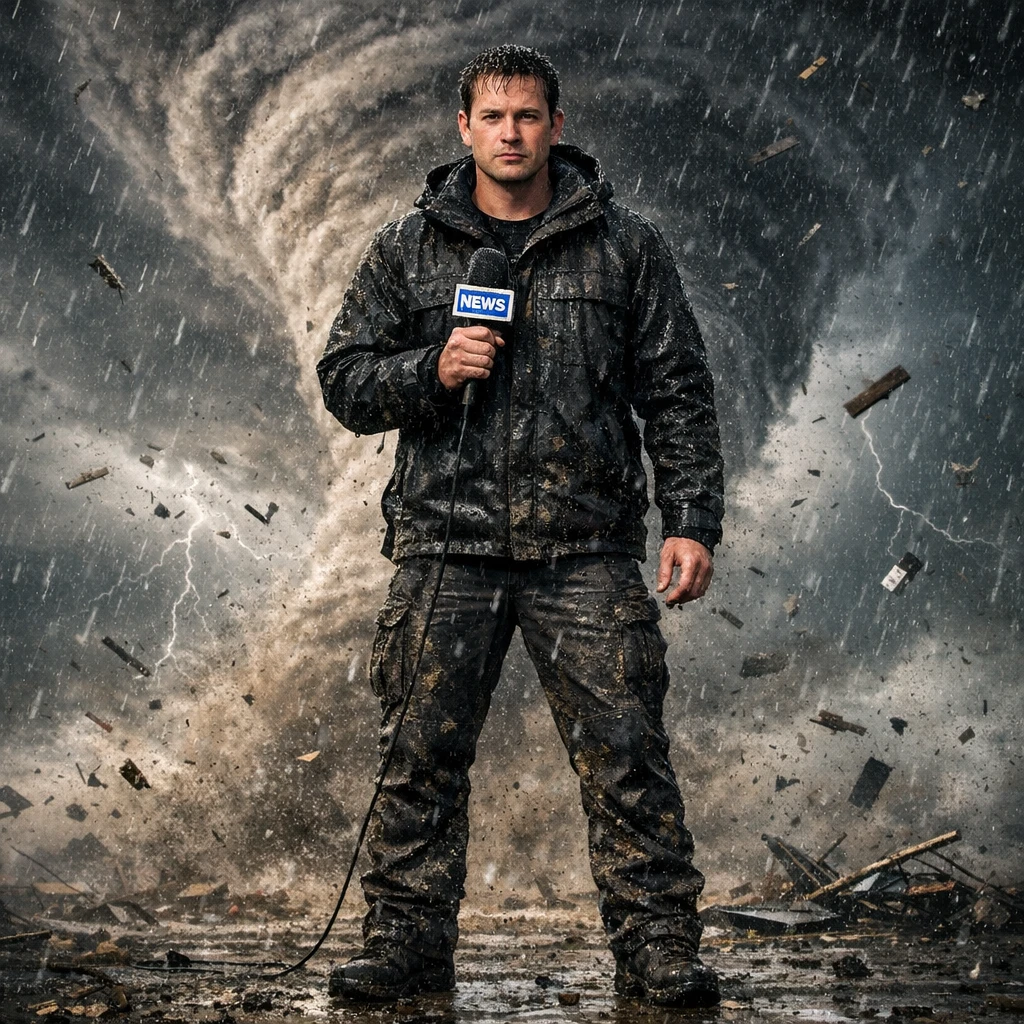 Репортаж из центра торнадо — GPT Image 1.5 промт