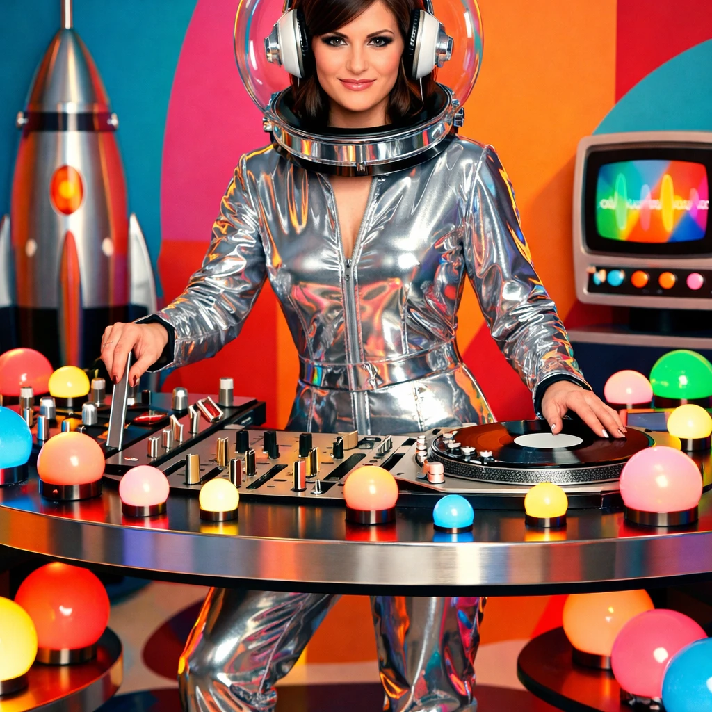 Ретро-футуристичный диджей 60-х — GPT Image 1.5 промт