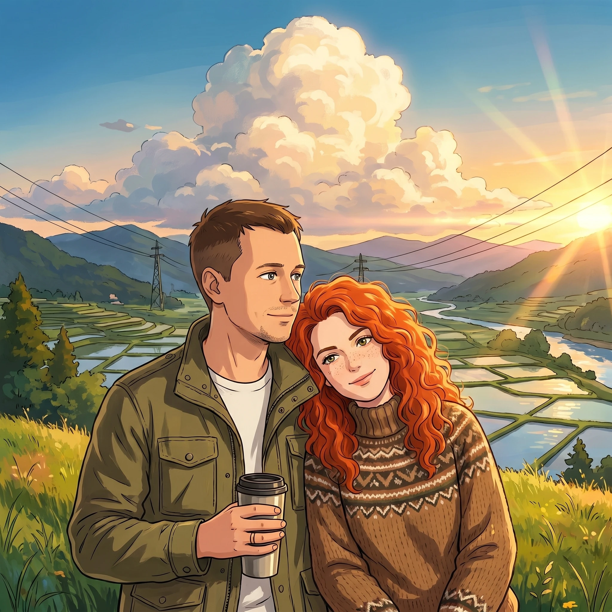 Романтика на закате в стиле Синкай — Nano Banana Pro промт