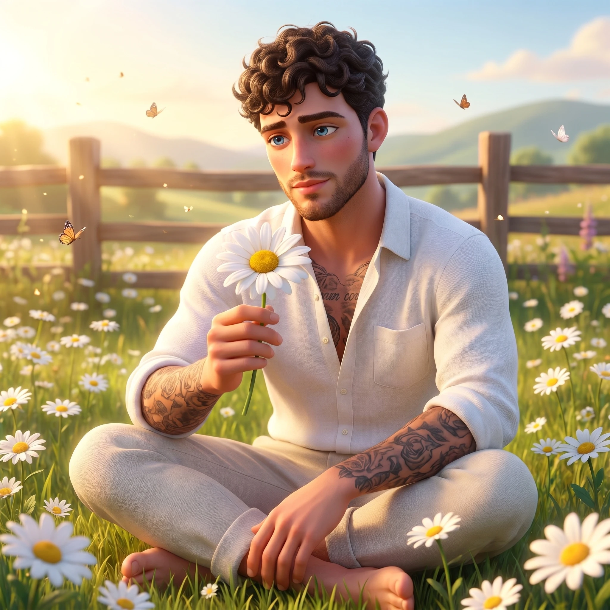 Ромашковое лето: Мультфильм — Nano Banana Pro промт