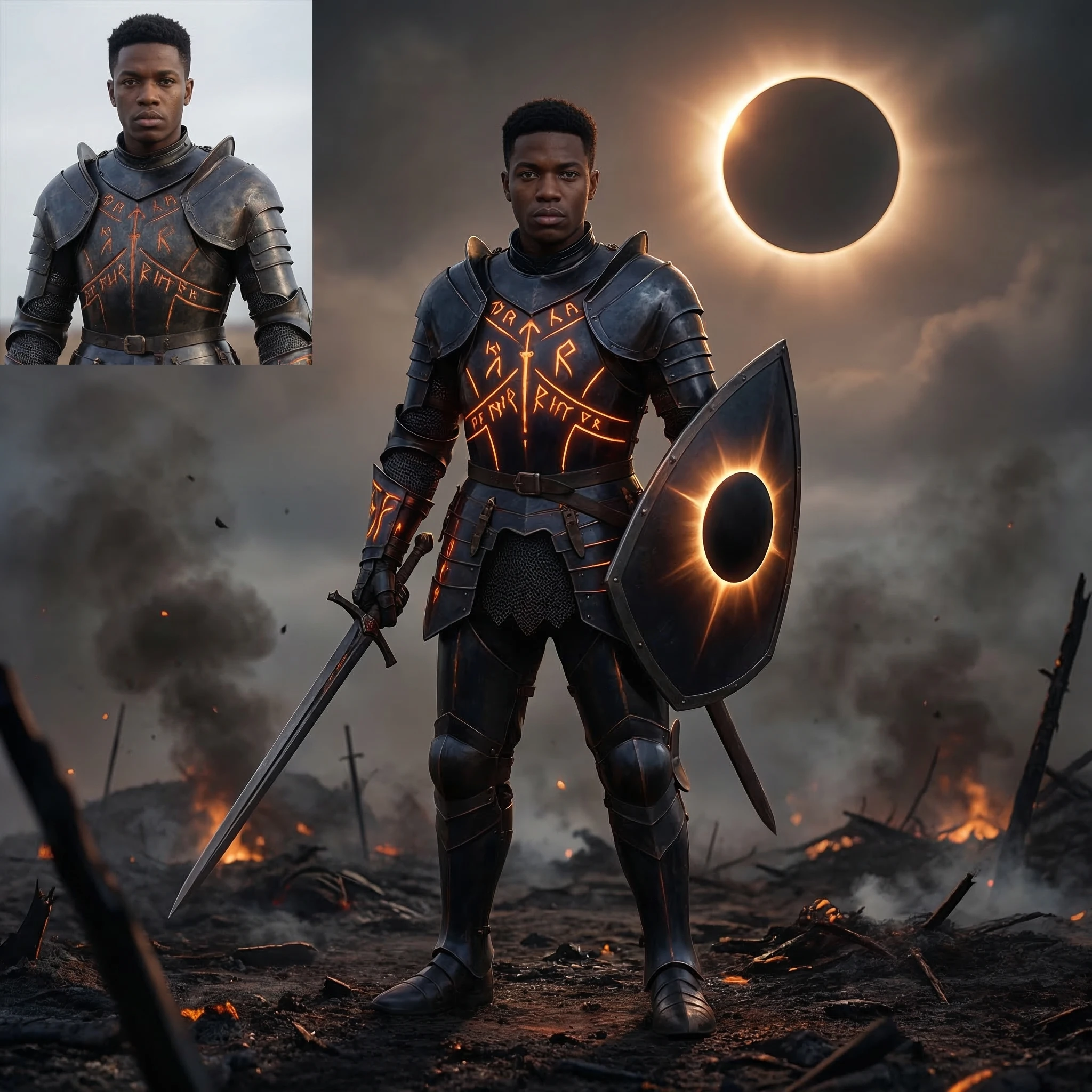 Рыцарь ордена Солнечного Затмения — Nano Banana Pro промт