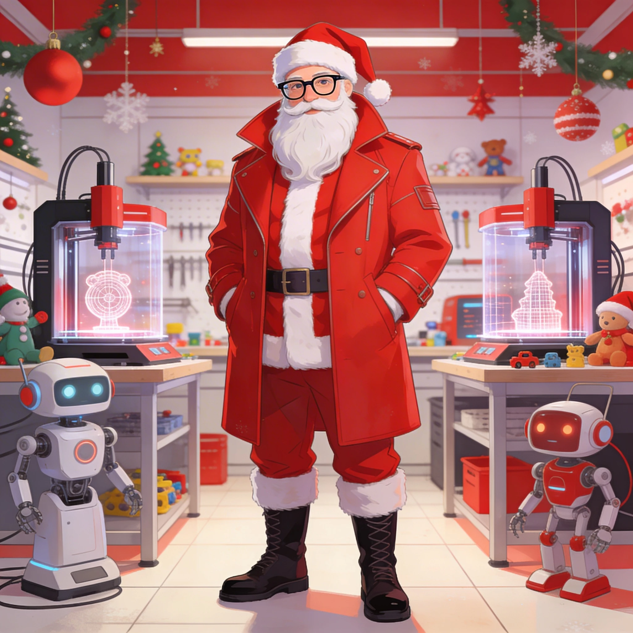 Санта-Клаус в современной мастерской — Seedream 4.5 промт