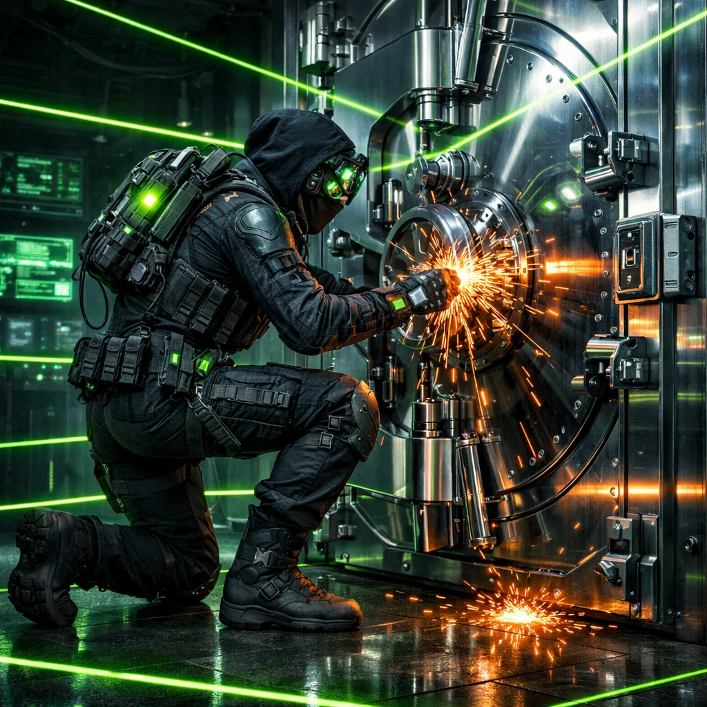 Сейф-взломщик в стиле Киберпанк — GPT Image 1.5 промт