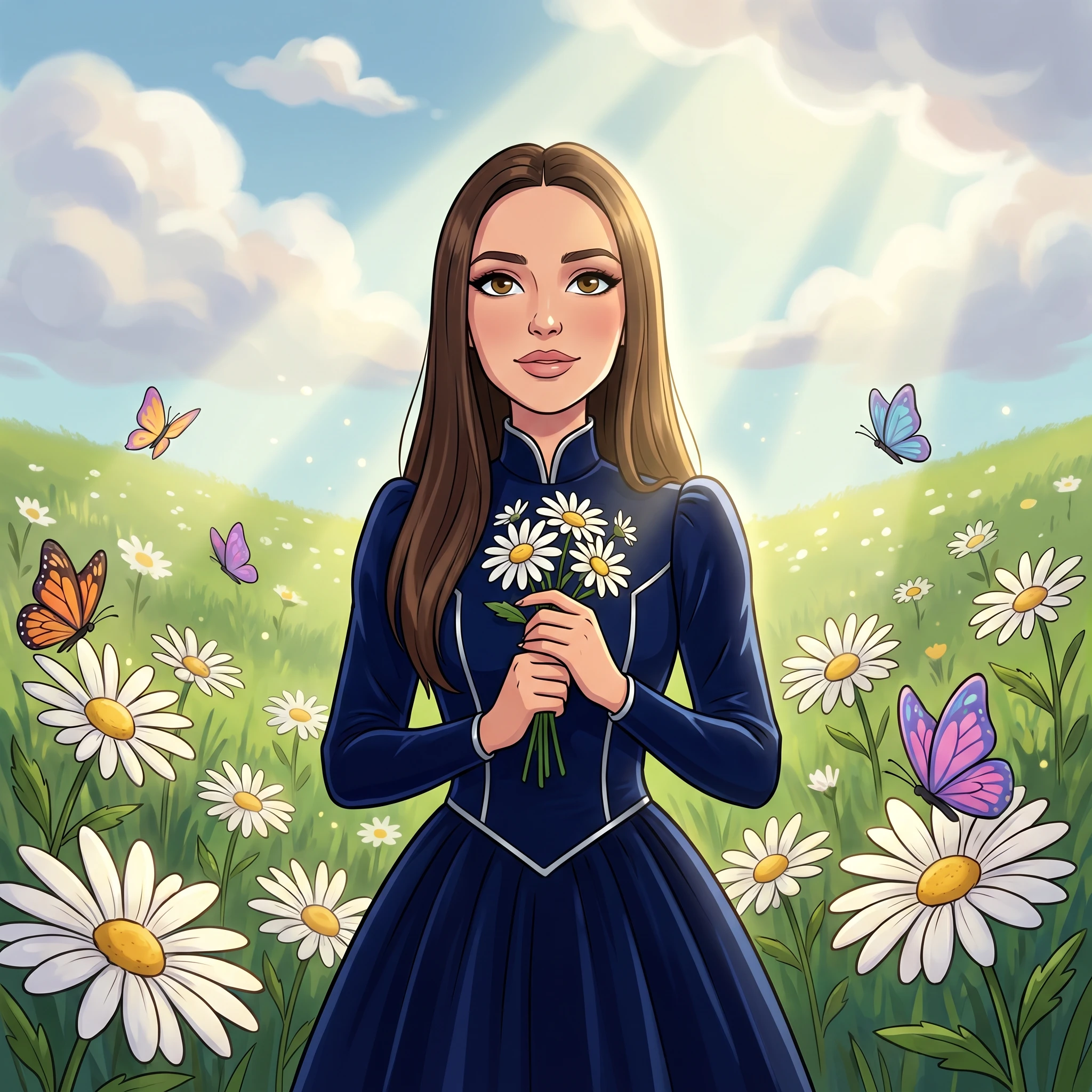 Сказочная гостья в лугах — Nano Banana Pro промт
